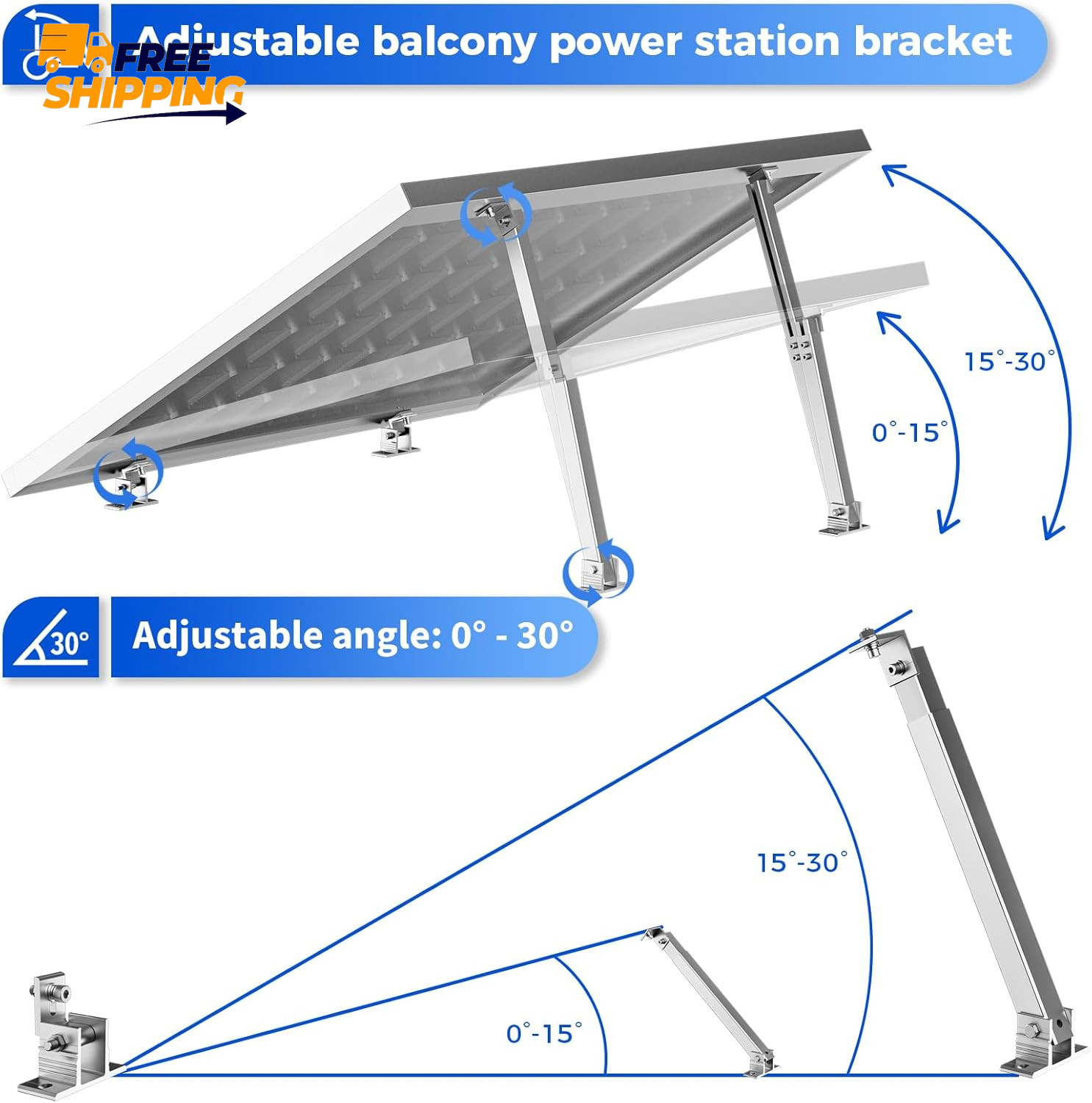 2 Set Adjustable Solar Panel Tilt Mount Brackets Aluminum Alloy Mounting ✅ 👈
