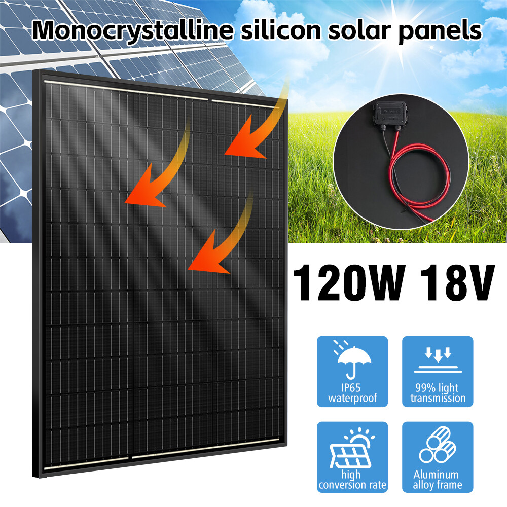 12V/18V 120W Watt Mono Solar Panel Home RV Car Battery Boat Power Charge/Bracket