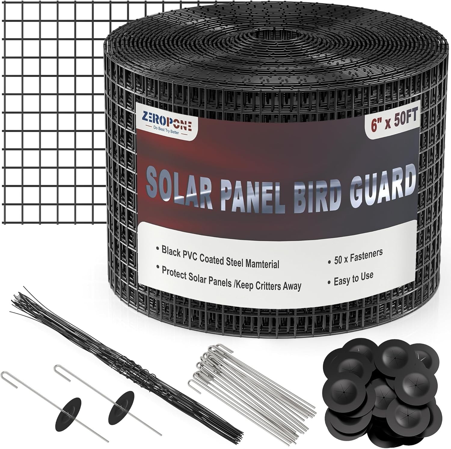 Versatile 6inch x 50ft Removable PVC Bird and Critter Netting for Solar Panels