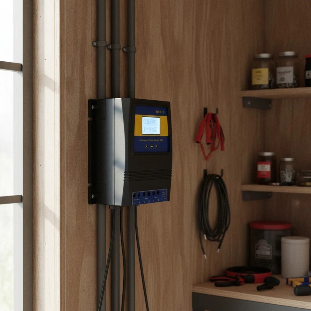 Smart Dual Power Controller with Fast Transfer Switch – 50A for Solar/Wind Use