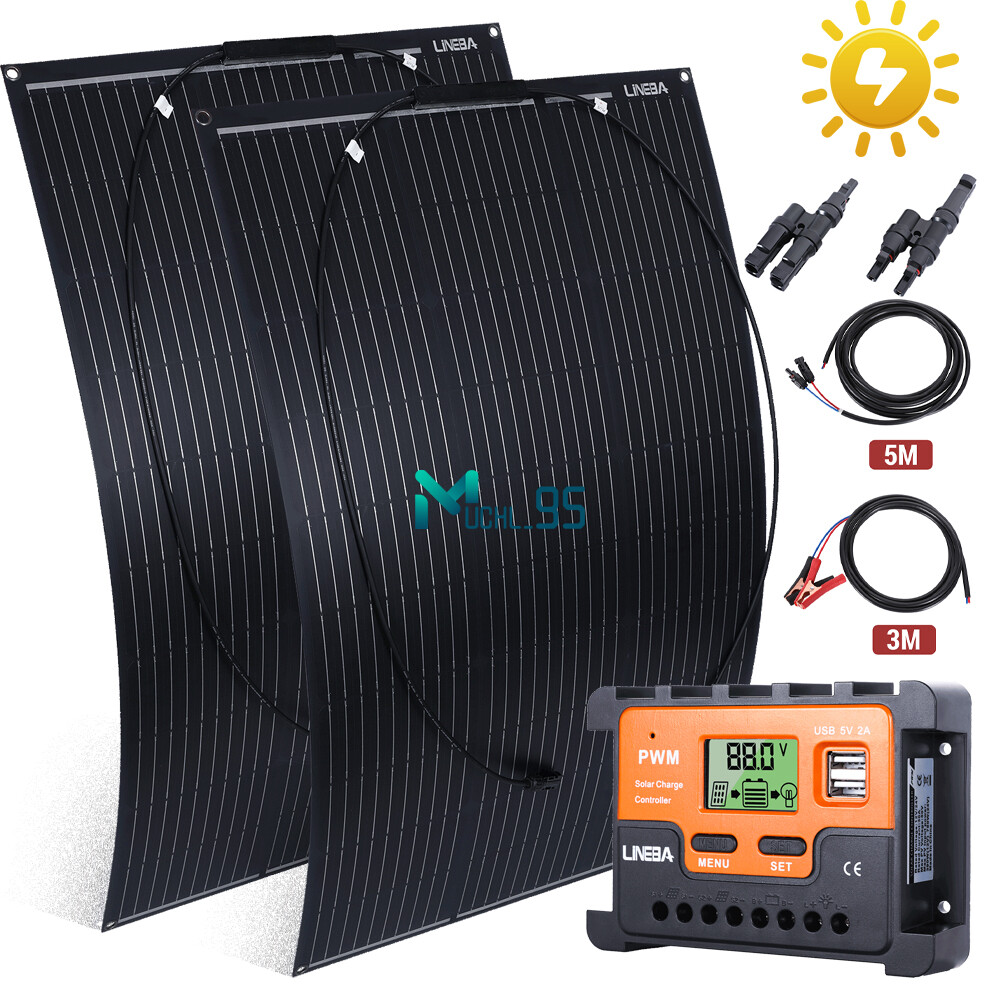 100W Solar Panel Kit 12V Trickle Charger Battery Charger Maintainer Boat RV Car