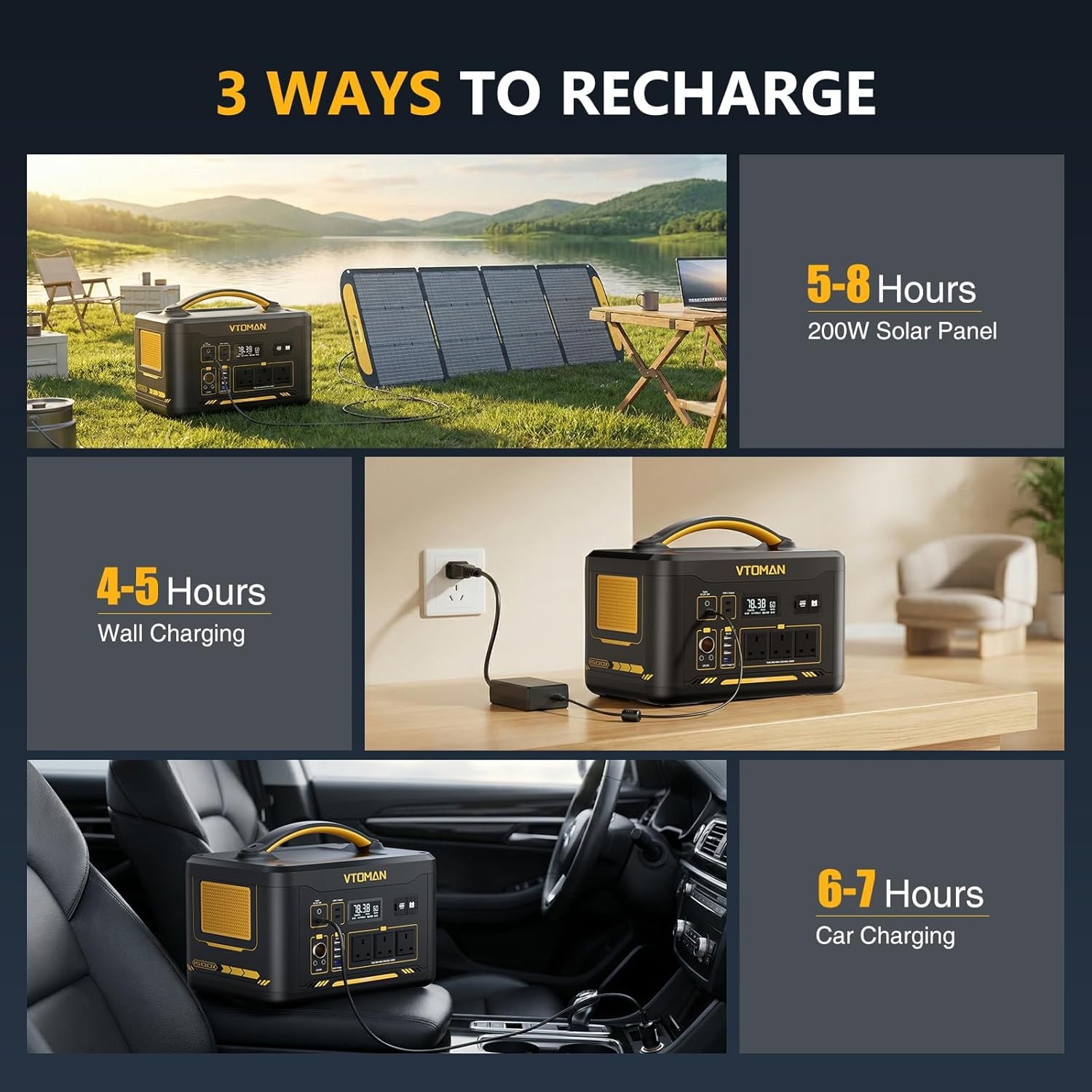 VTOMAN Jump 1500X Portable Power Station 1500W (3000W Peak), 828Wh LiFePO4 (LFP)