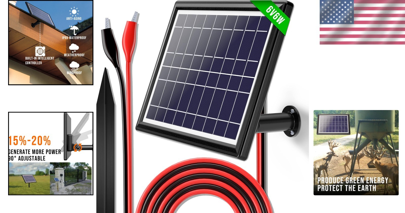 High Efficiency 6V Solar Charger – Deer Feeder & Gate Opener