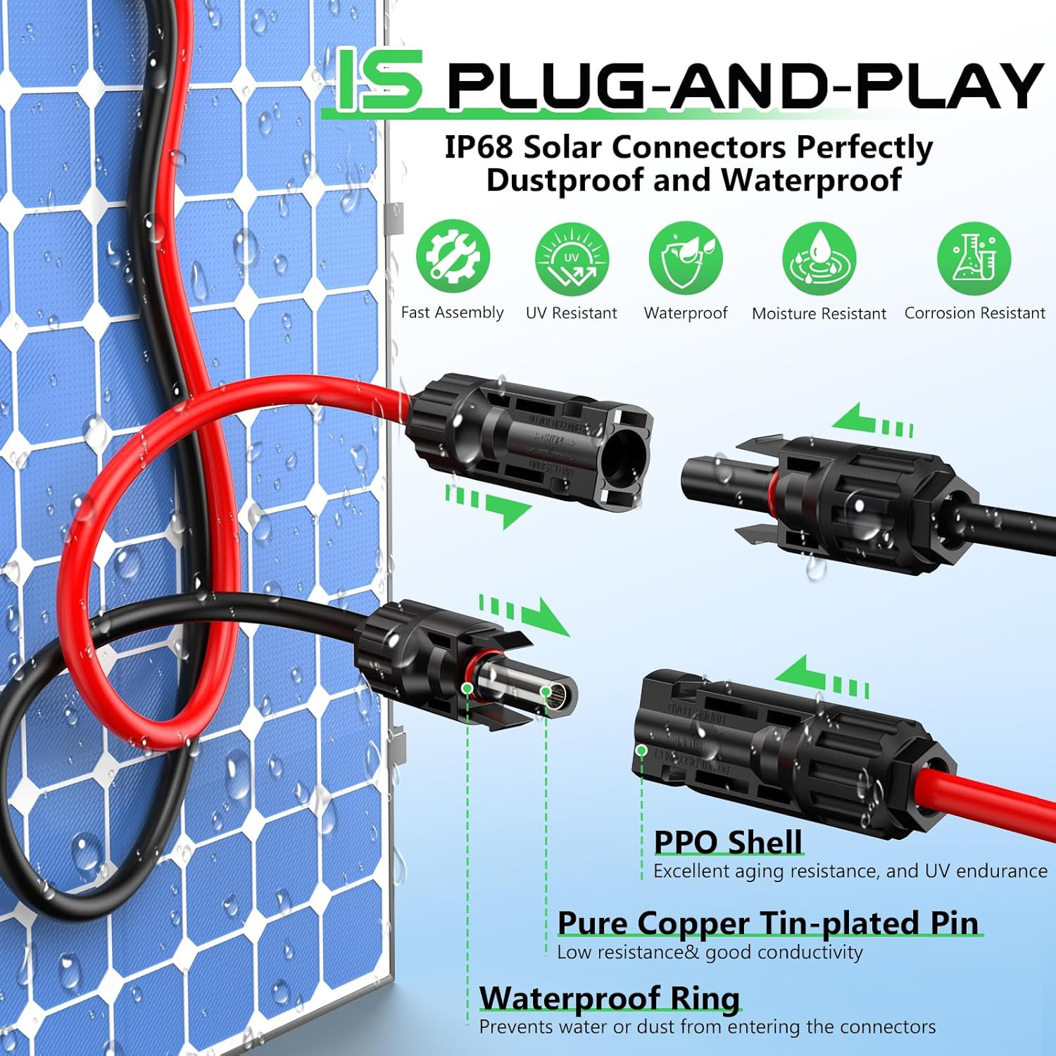 10AWG XT60 Solar Cable- Solar to XT60 Cable 3 10 15 20 25 40 50FT Charging Adapt