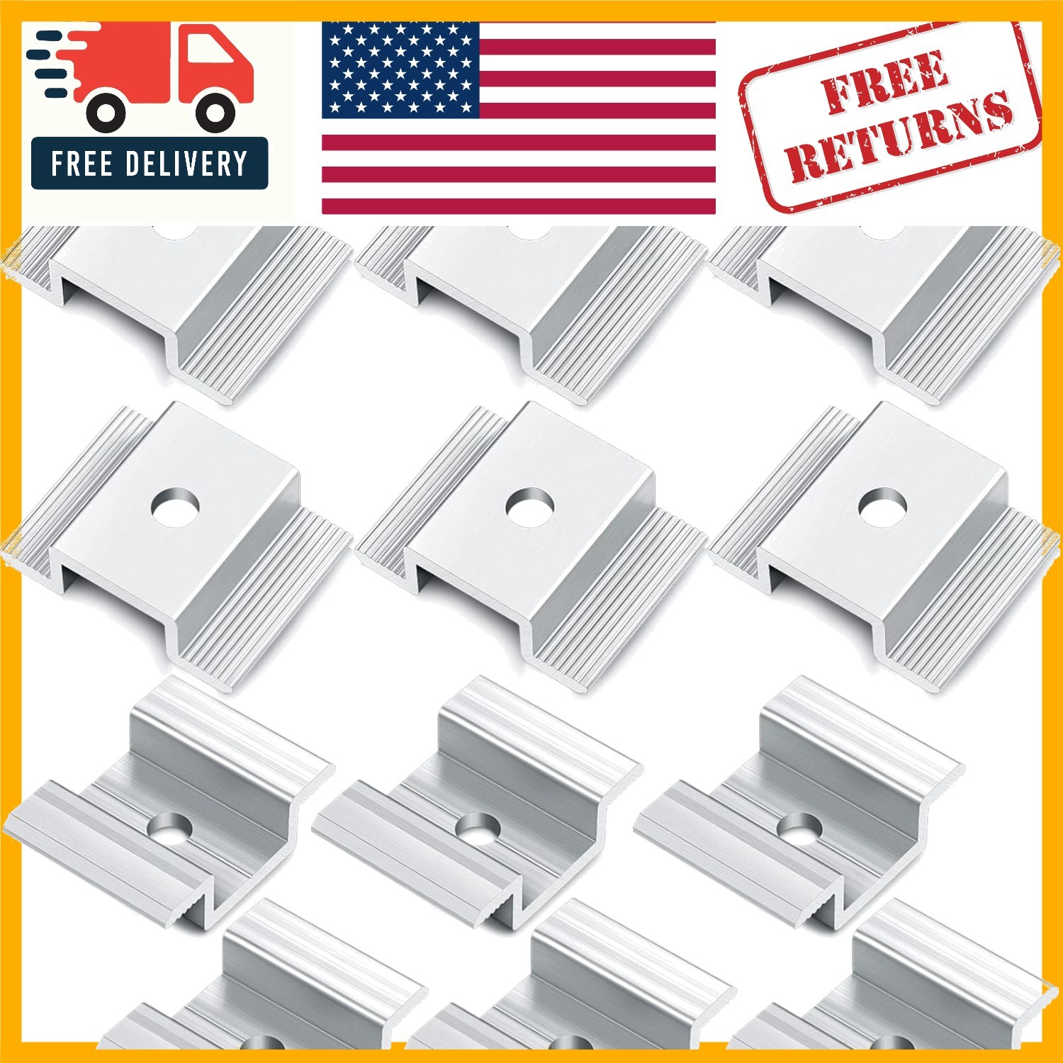 Durable Solar Panel Mid Clamps – 1.06 Inch for Easy Installation, Set of 12
