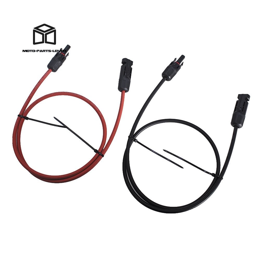 1 Pair 10 AWG Solar Panel Extension Cable Wire Connector 3 Feet Black + Red