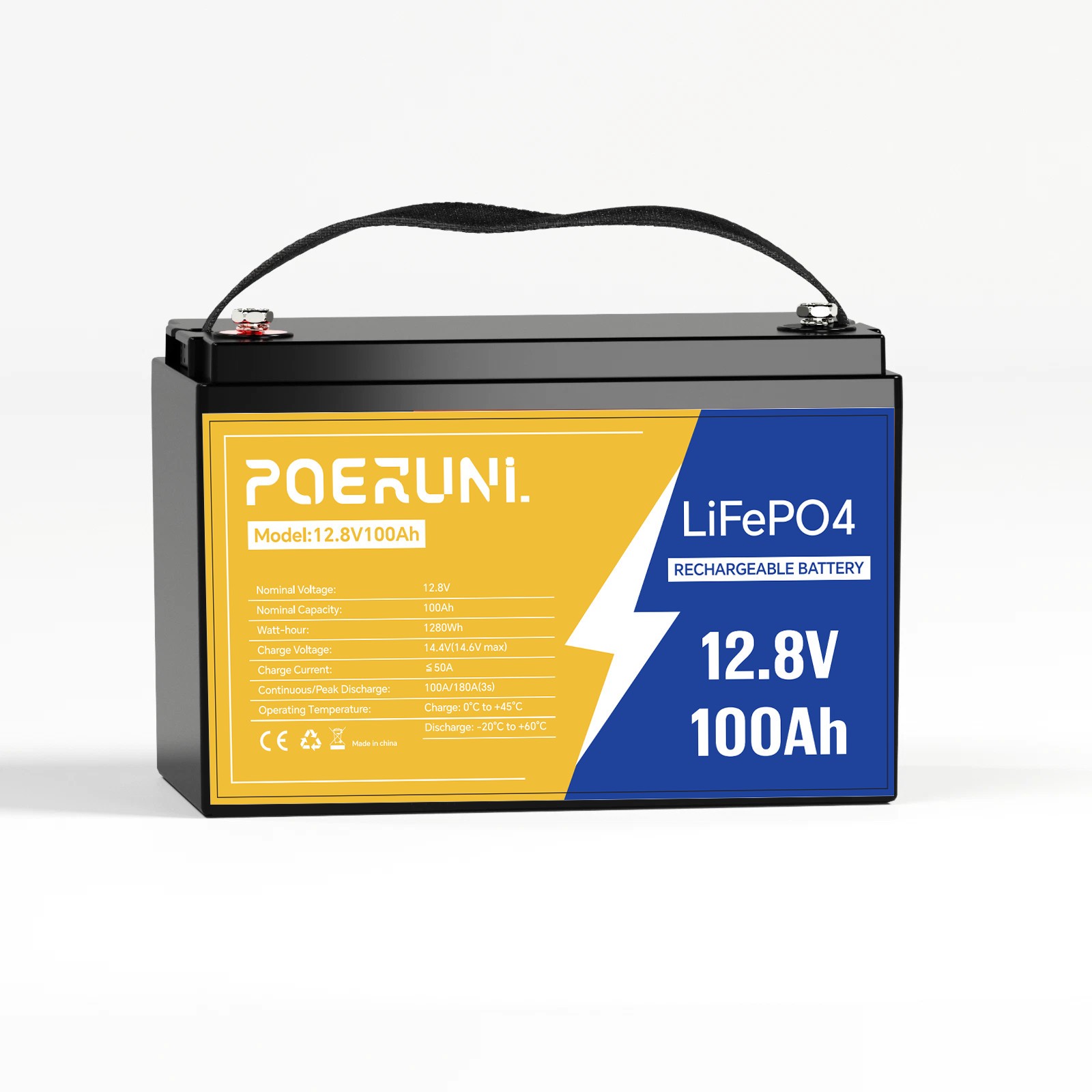 POERUNI 100Ah 12V LiFePO4 Battery BMS for RV/Marine/Off-Grid 2 Sizes Available