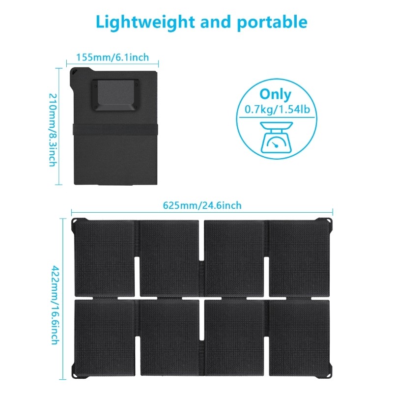 45W Foldable Solar Panel Charging With USB Type C DC18V Output for Outdoor Use