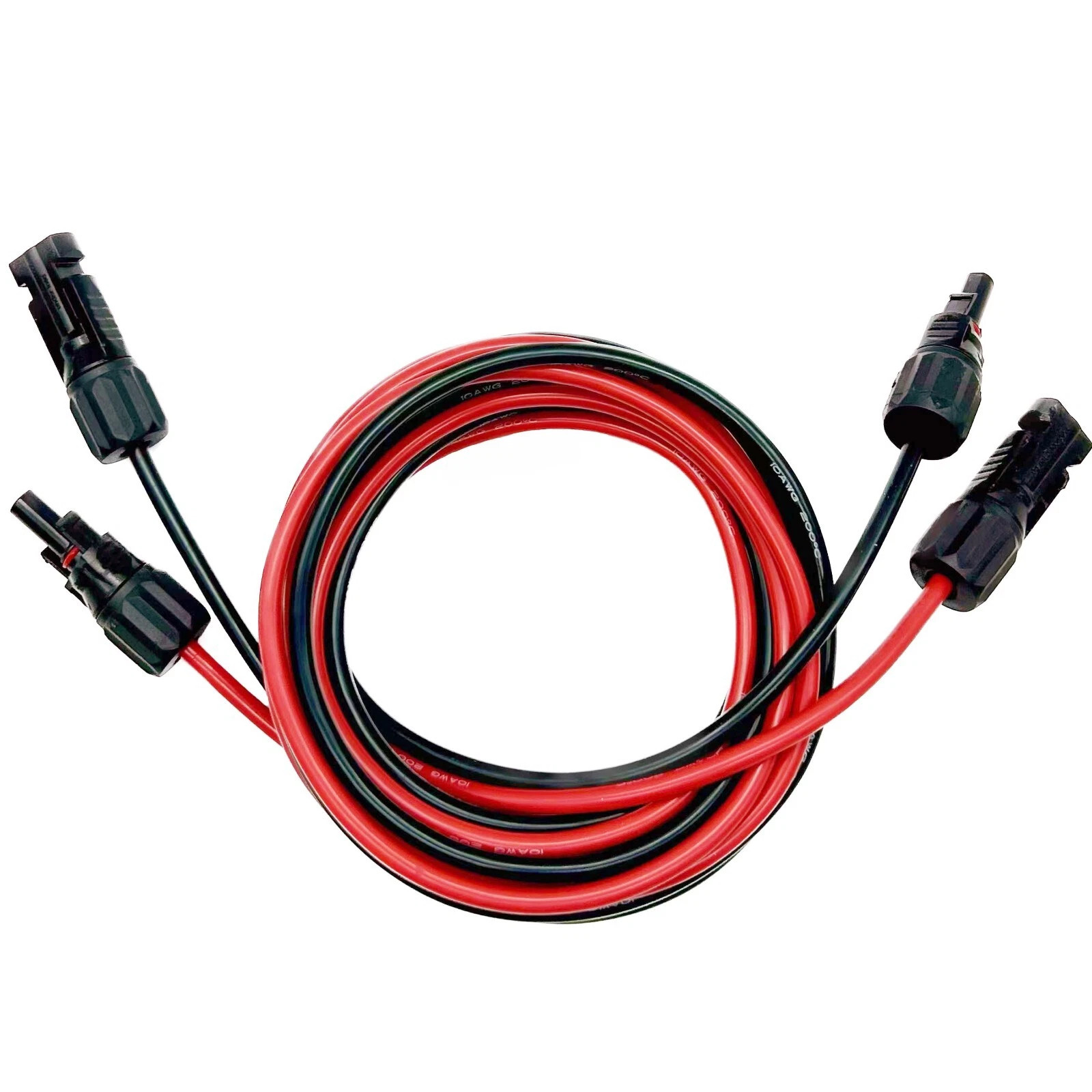 (Pack of 10)Solar Panel Extension Cable Black Red with Connector 1 to 10FT 10AWG