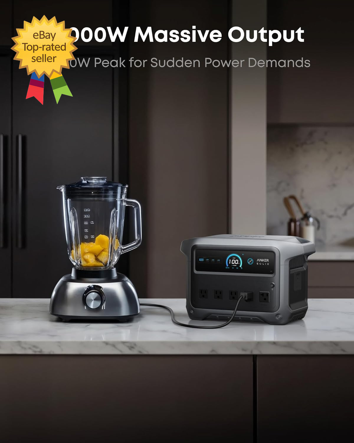 SOLIX C1000 Gen 2 Portable Power Station 2,000W Peak 3 000W Solar Generator