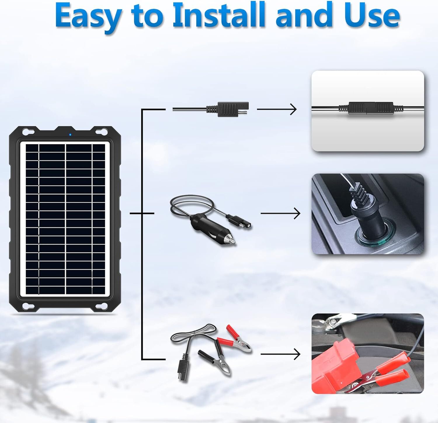 POWOXI 9W-Solar-Battery-Trickle-Charger-Maintainer, 12V Solar Panel Kit for Car