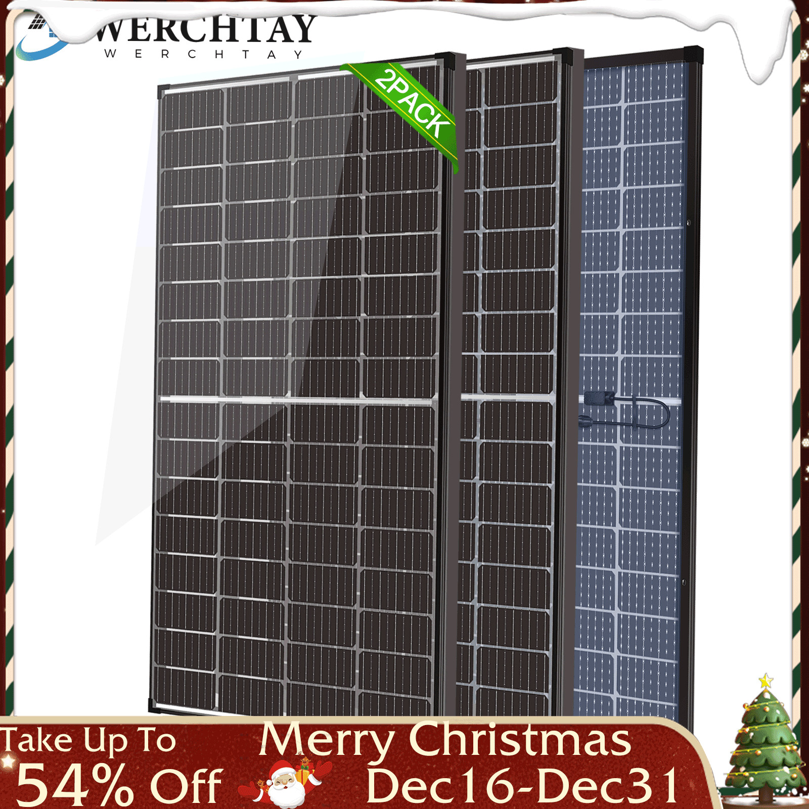 200W Bifacial 2Pack Solar Panel 12V Solar Battery Home PV Off-Grid Boat Solar RV