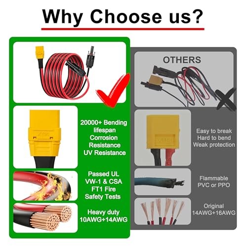 10AWG 6FT Solar Panel to XT90 Female Adapter Cable 300V 30A XT90 Solar 6Ft