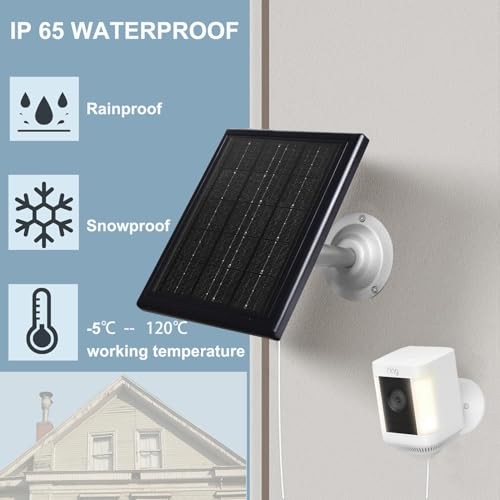 Ring Camera Solar Panel 5V 5W Outdoor Solar Battery Charger for 2 Pack Black
