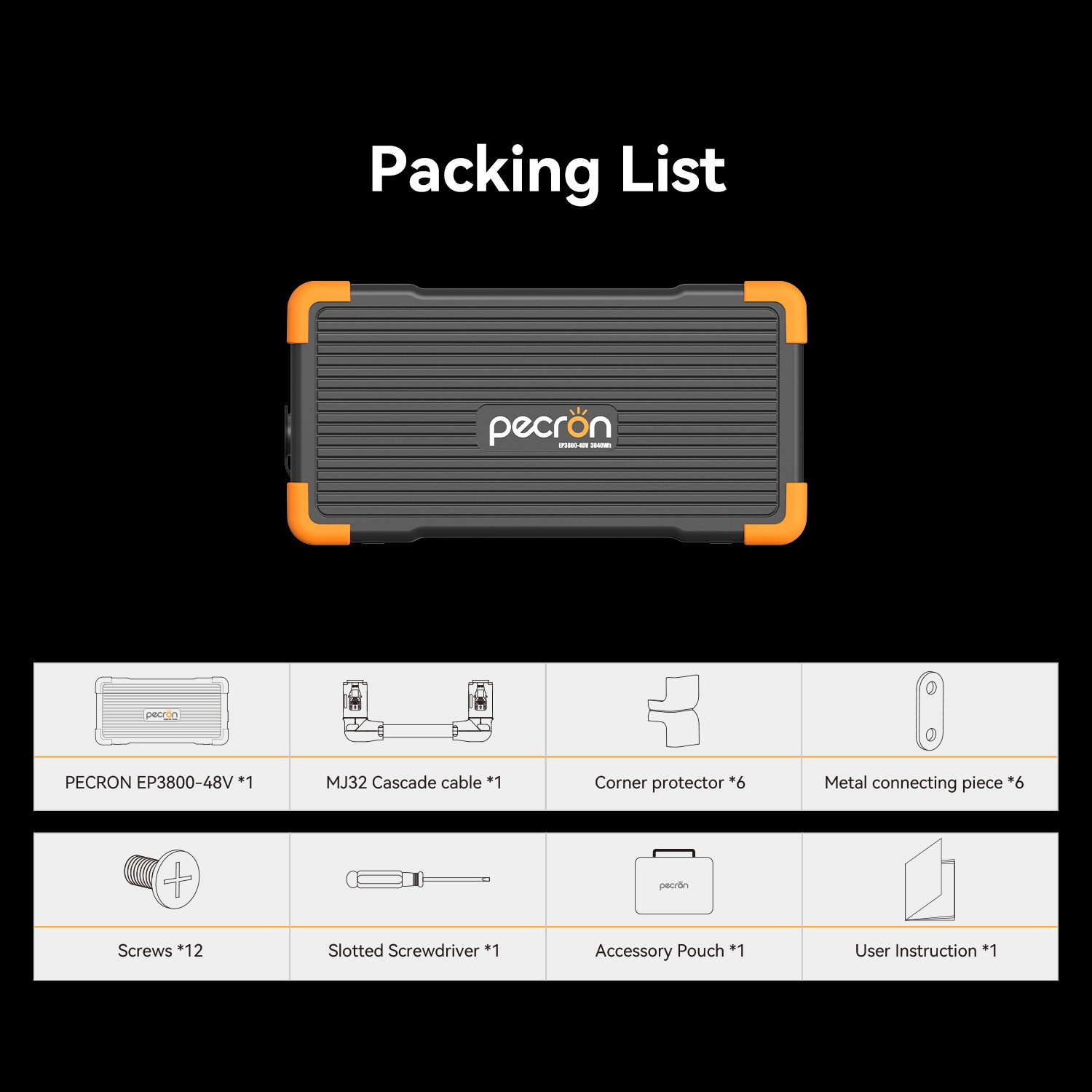 PECRON E3600LFP 3072Wh Portable Power Station with EP3800 Expandable to 6912Wh