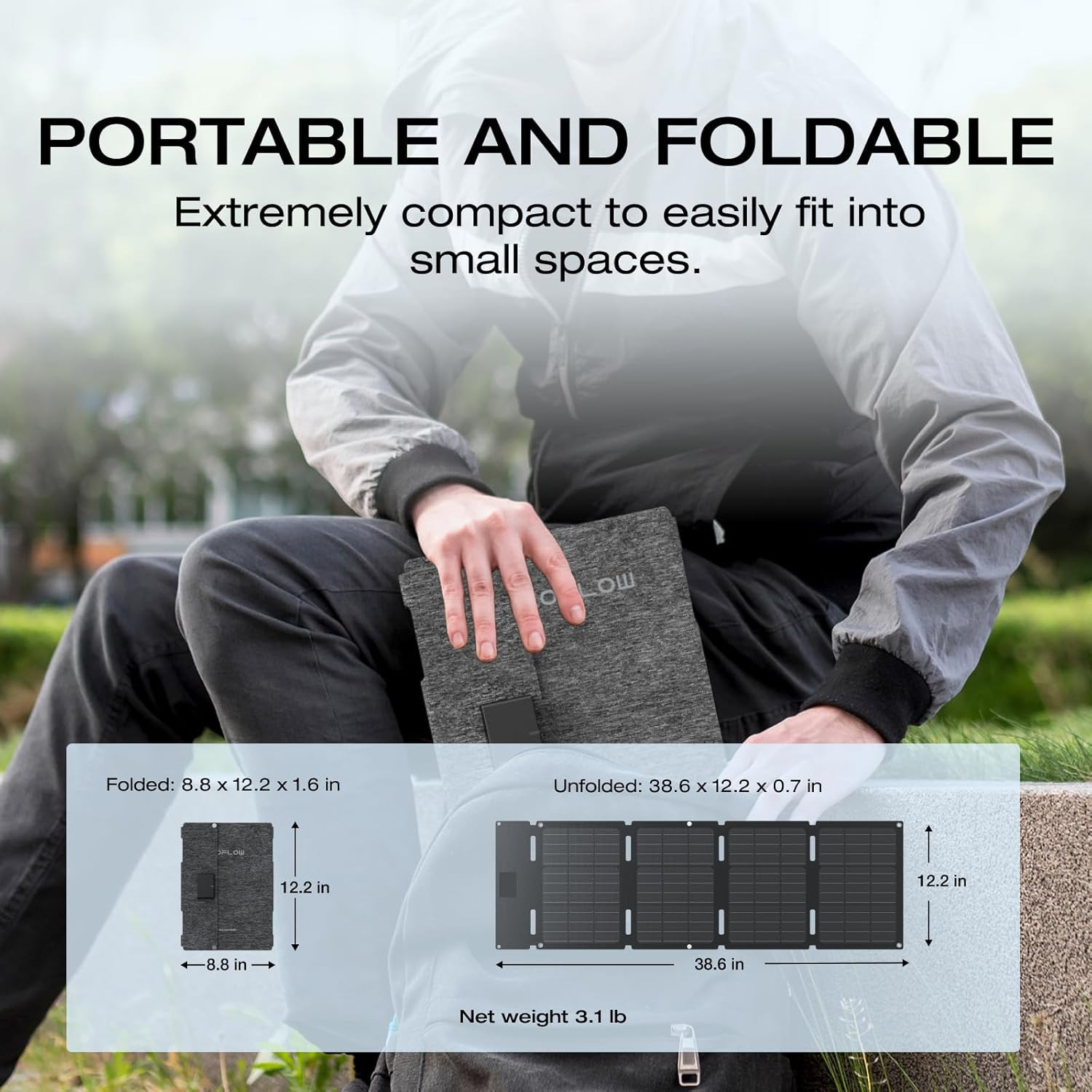 EF ECOFLOW 45W Portable Solar Panel with Type-C, 25% Conversion Efficiency, N Ty