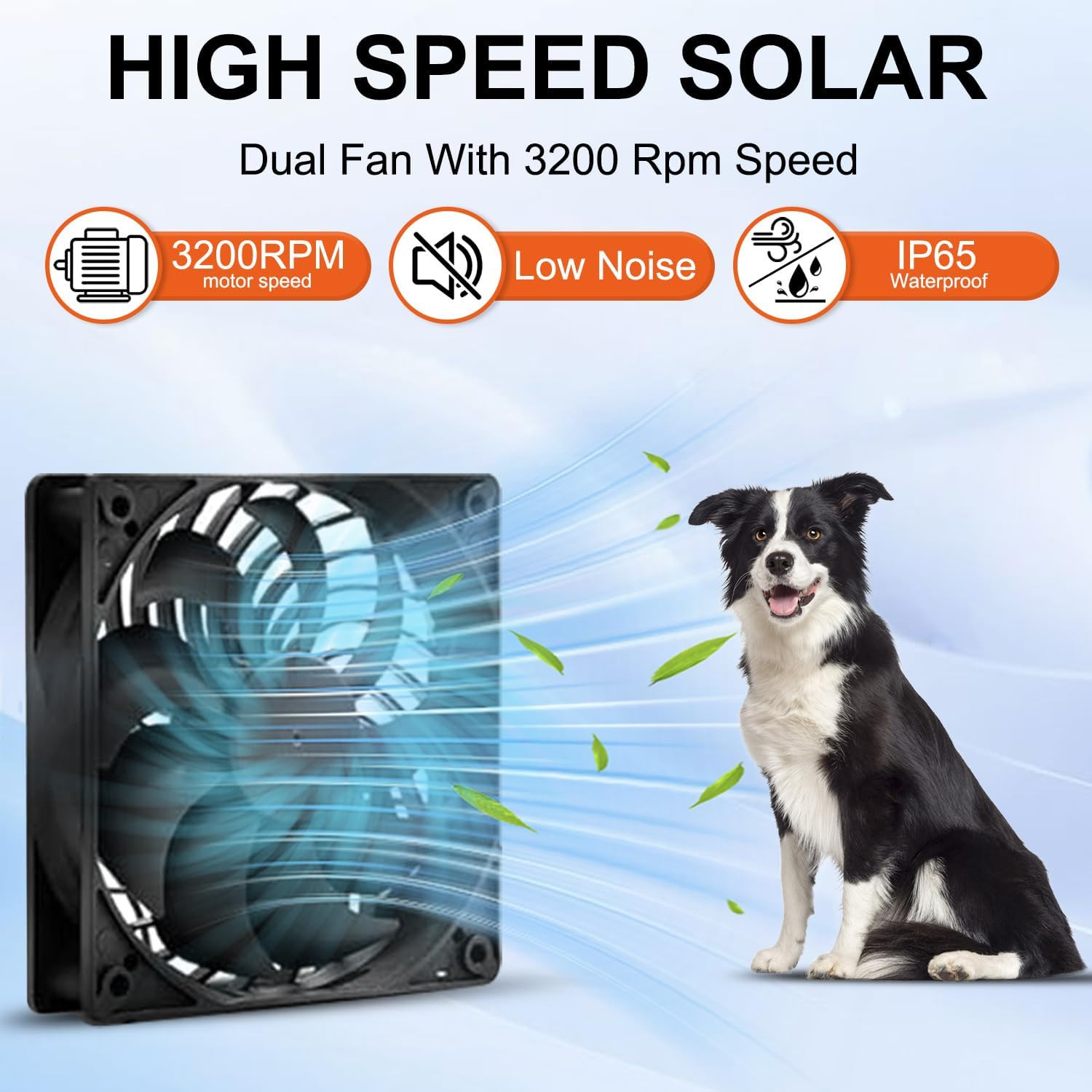 Solar Powered Fan Kit 12.6 Inch IPX7 Weatherproof, 15W Solar Panel with 2 Waterp
