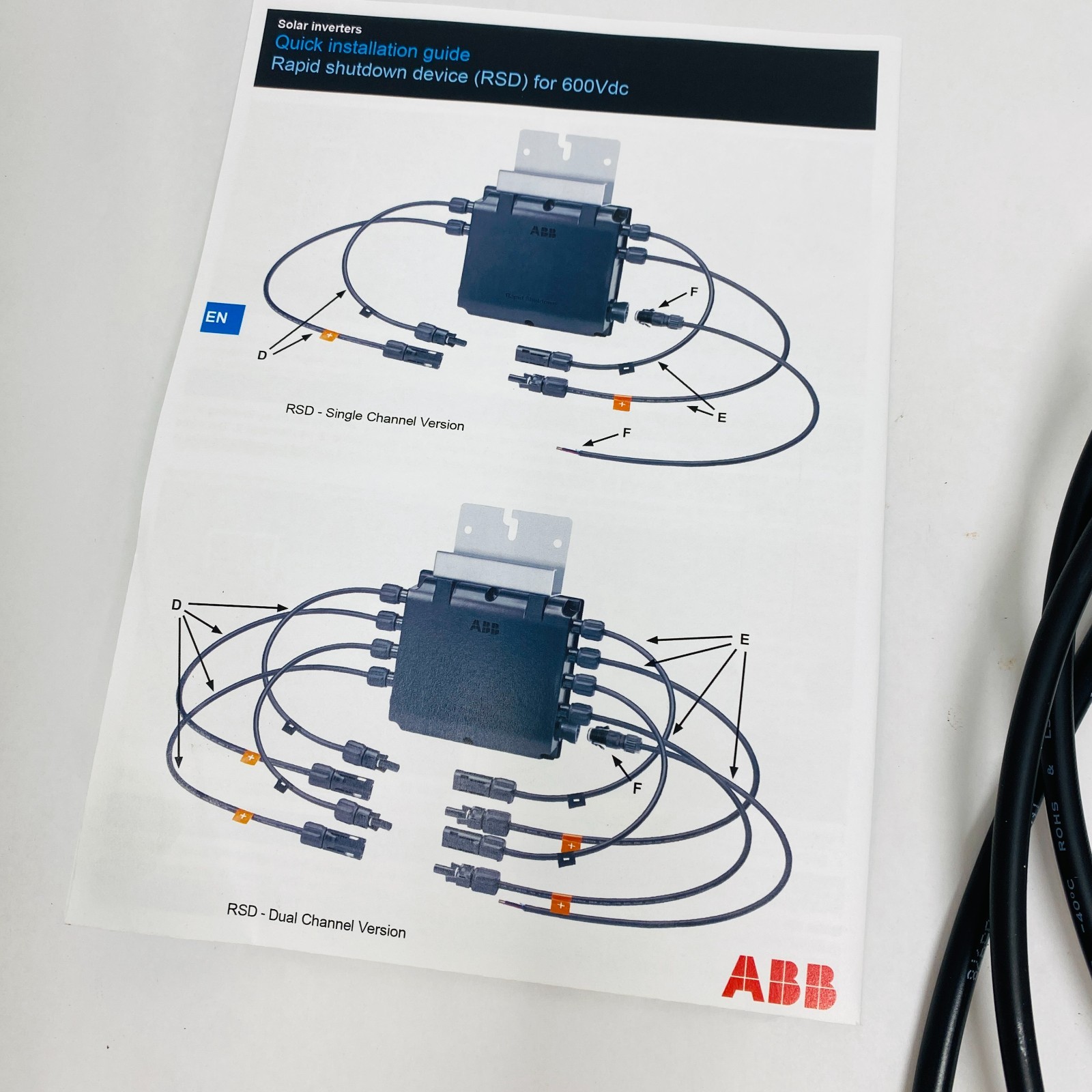 ABB RS1-1PN6-MC4 Solar Rapid Shutdown Device RSD 600VDC 1PV Input Output – New