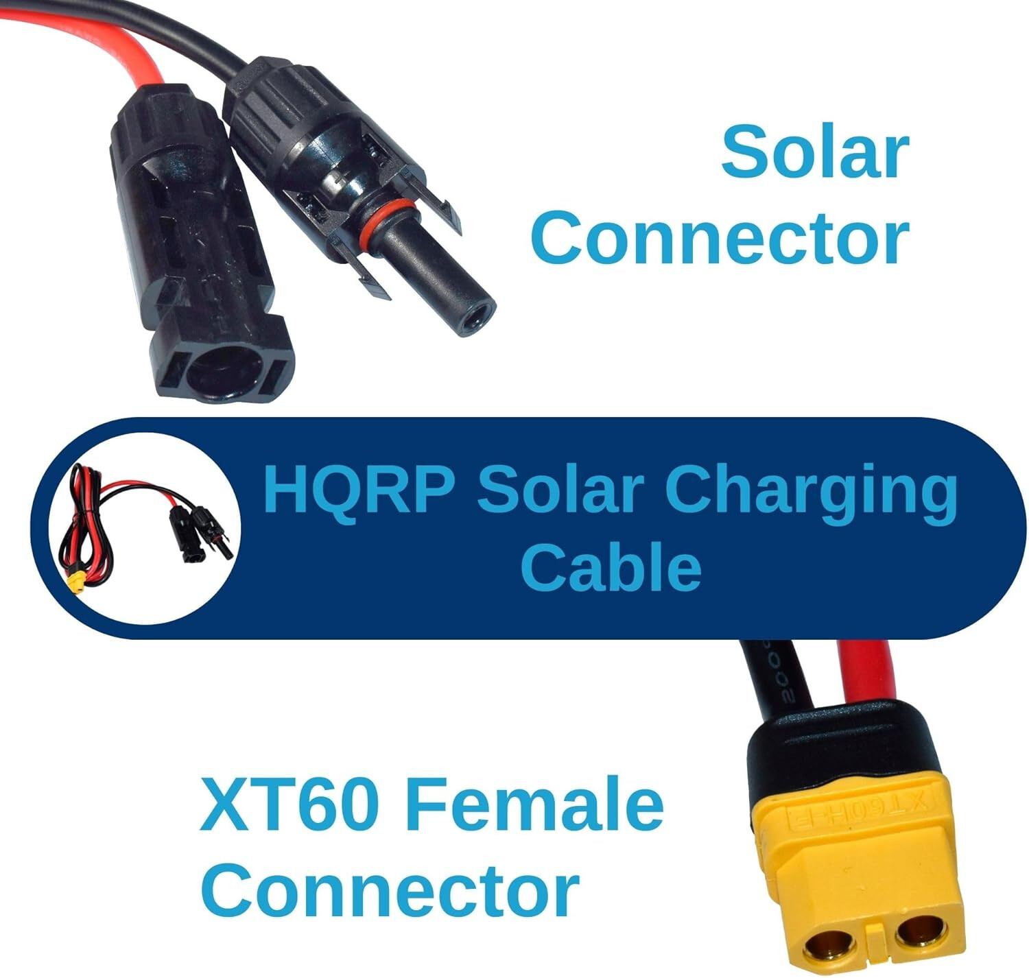 HQRP 3.3Ft Solar Connector to XT60 Adapter Charge Extension Solar Charging Cable
