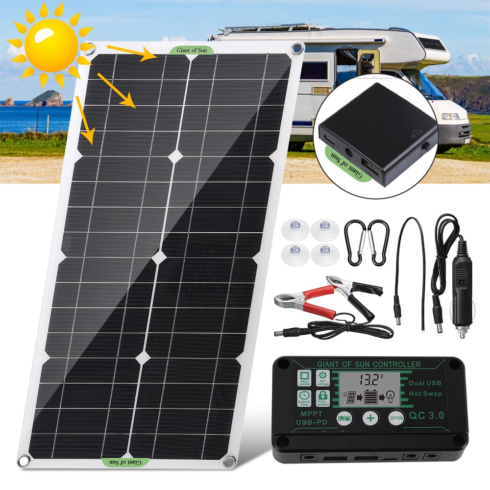 100W 200W 300W Flexible Mono Solar Panel 12V Portable for RV Camping Home Boat