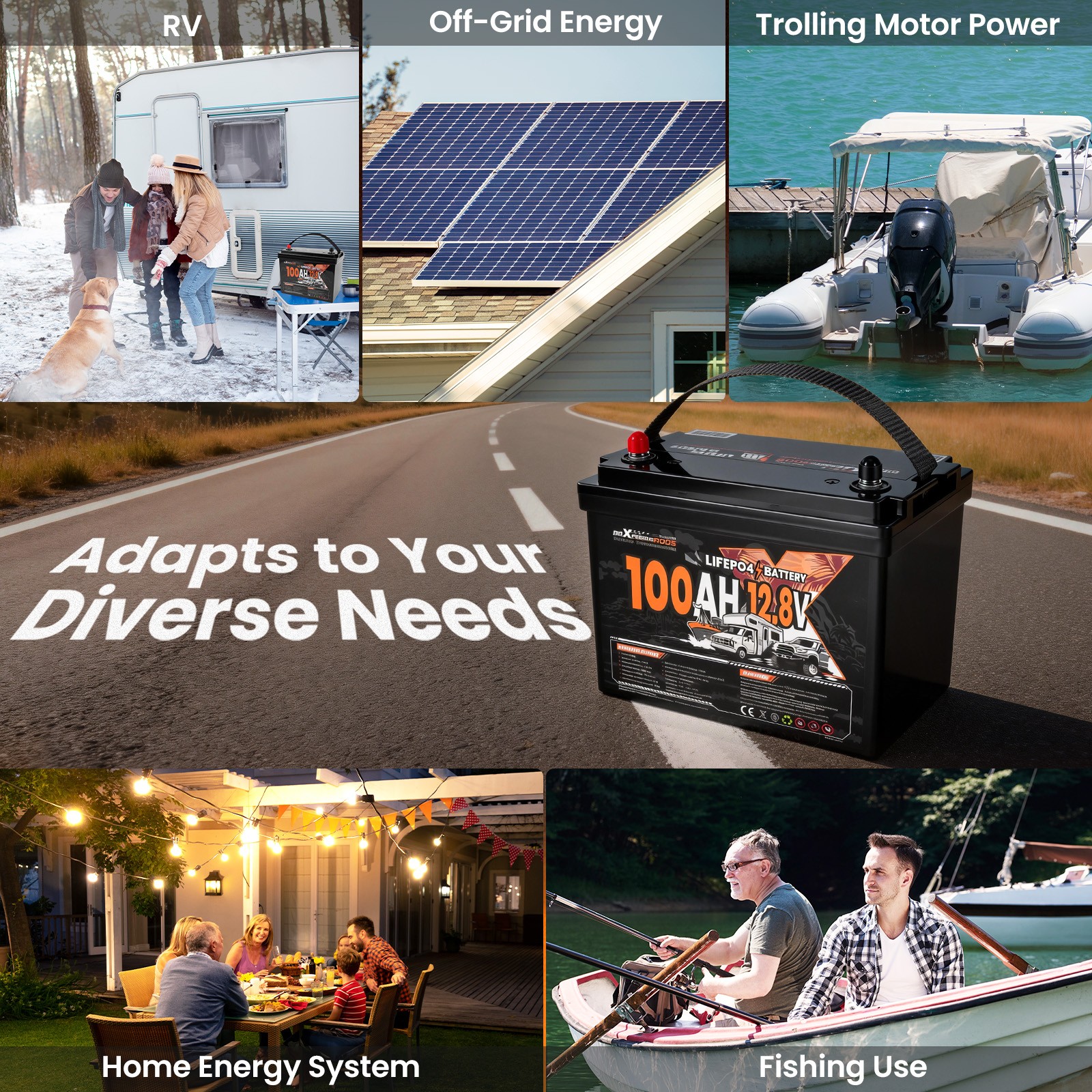 12V 100Ah LiFePO4 Battery for Marine Cold Weather Charging Protection, BMS