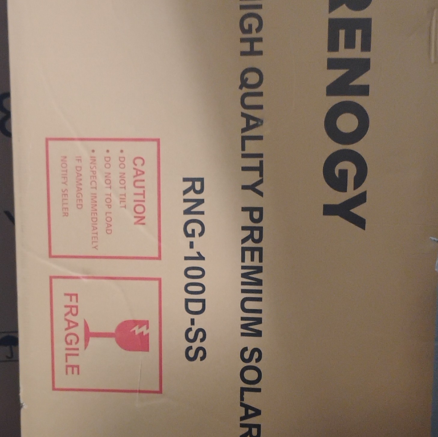 Renogy RNG-100D-SS Solar Panel Premium Boxed Model RNG-100D-SS MPN Unopened Box