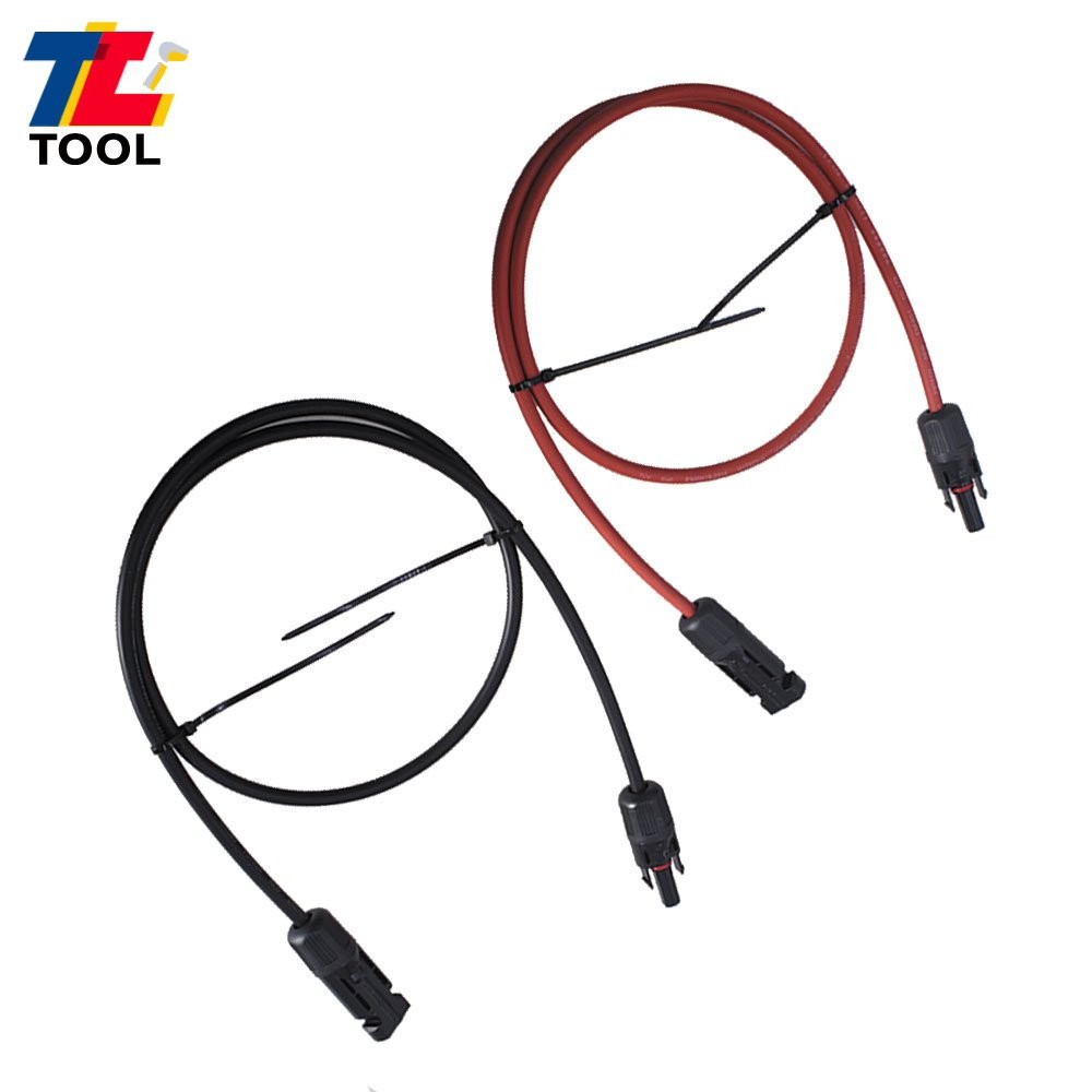 1 Pair Black + Red 3 Feet Solar Panel Extension Cable Wire Connector 10 AWG
