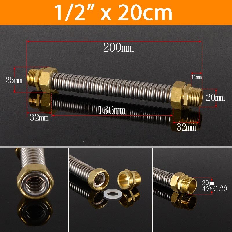 1/2″ 3/4″ 1″ Stainless Steel Corrugated Tube Solar Tube Heating Copper Head