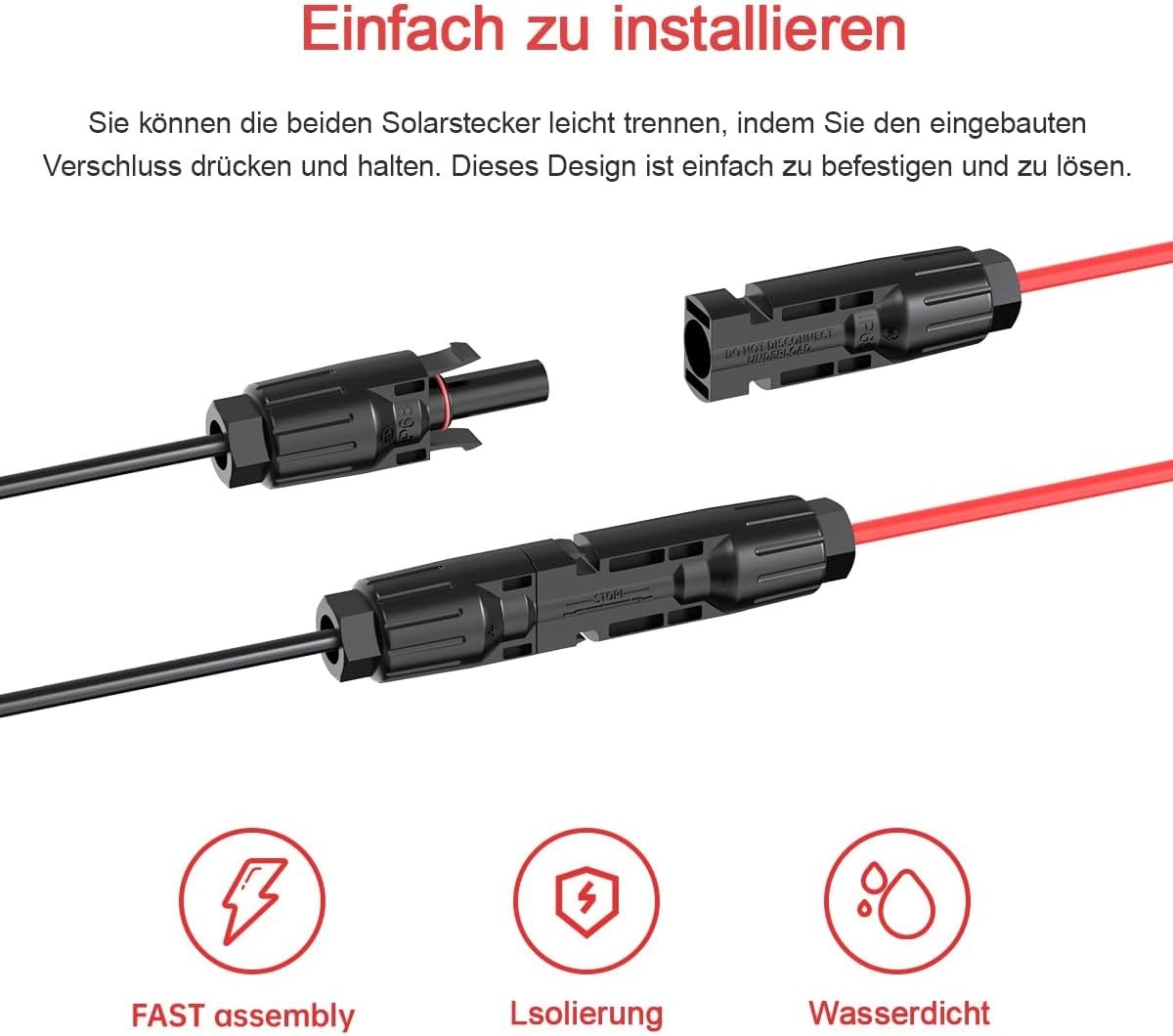10AWG 2FT XT60 Solar Cable Male-to-Female Waterproof Connector for Power