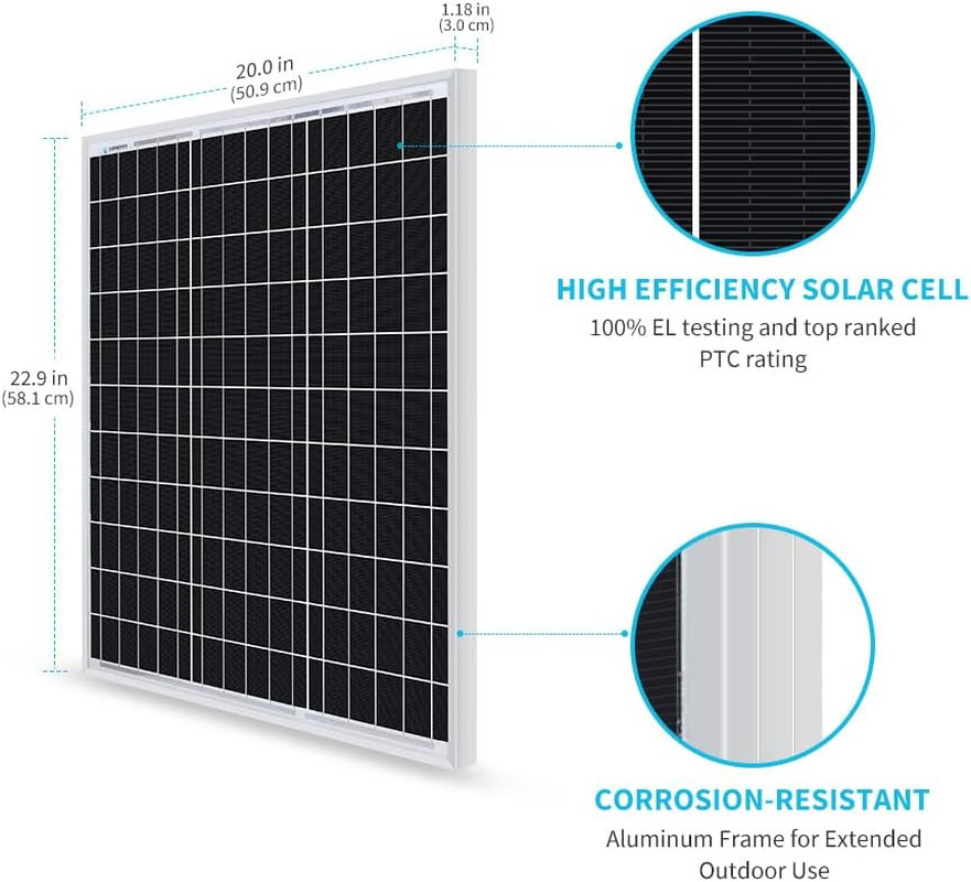 50 Watt 12 Volt Monocrystalline Solar Panel & 10 Amp 12V/24V PWM Negative Ground