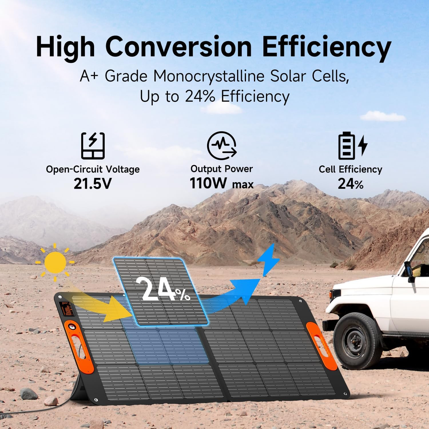 110W Portable Solar Panel for Jackery/Ef/Bluetti/Anker/Goal Zero Power Station,