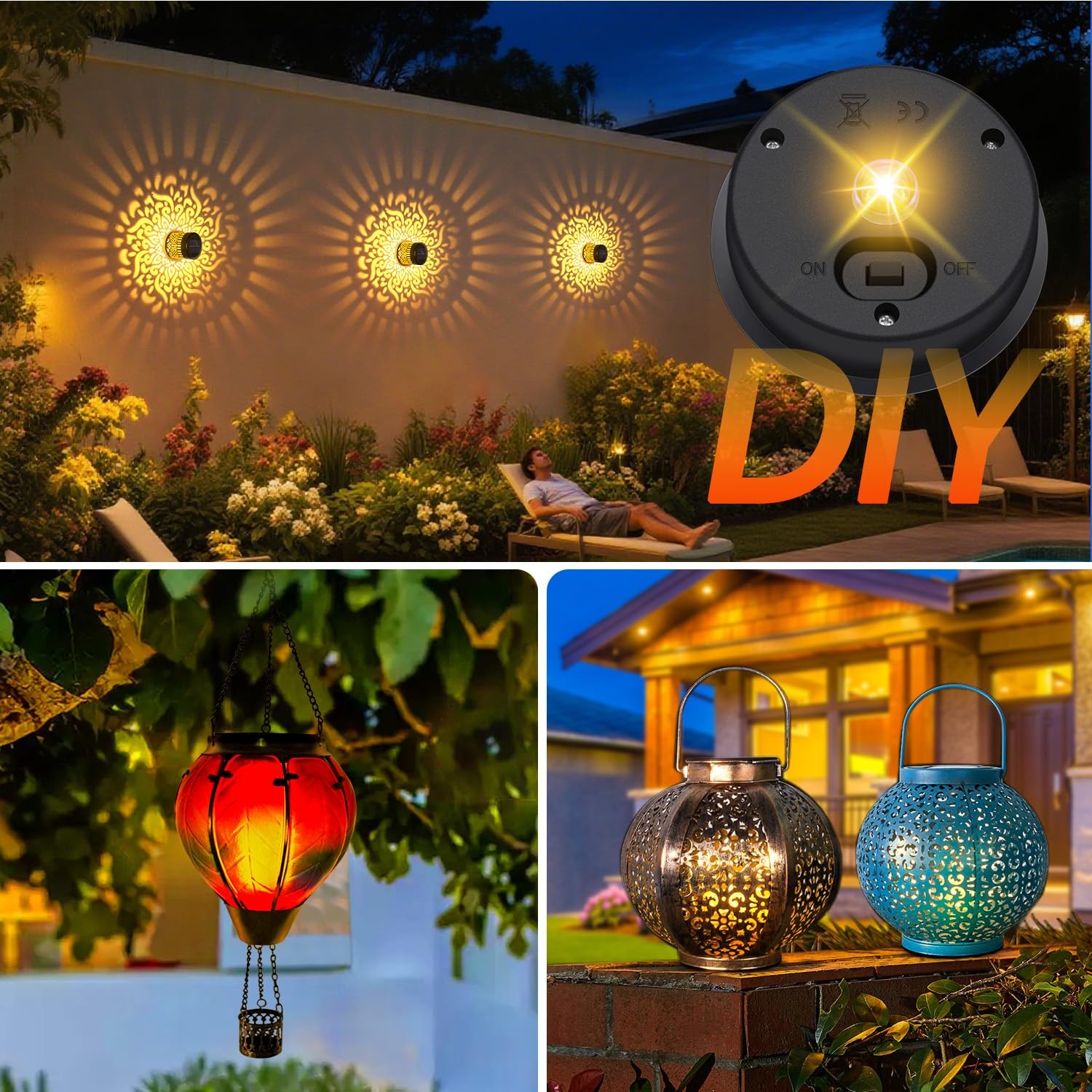 Daknswte 4 Pack Solar Light Replacement Top, Panel for Outdoor Black