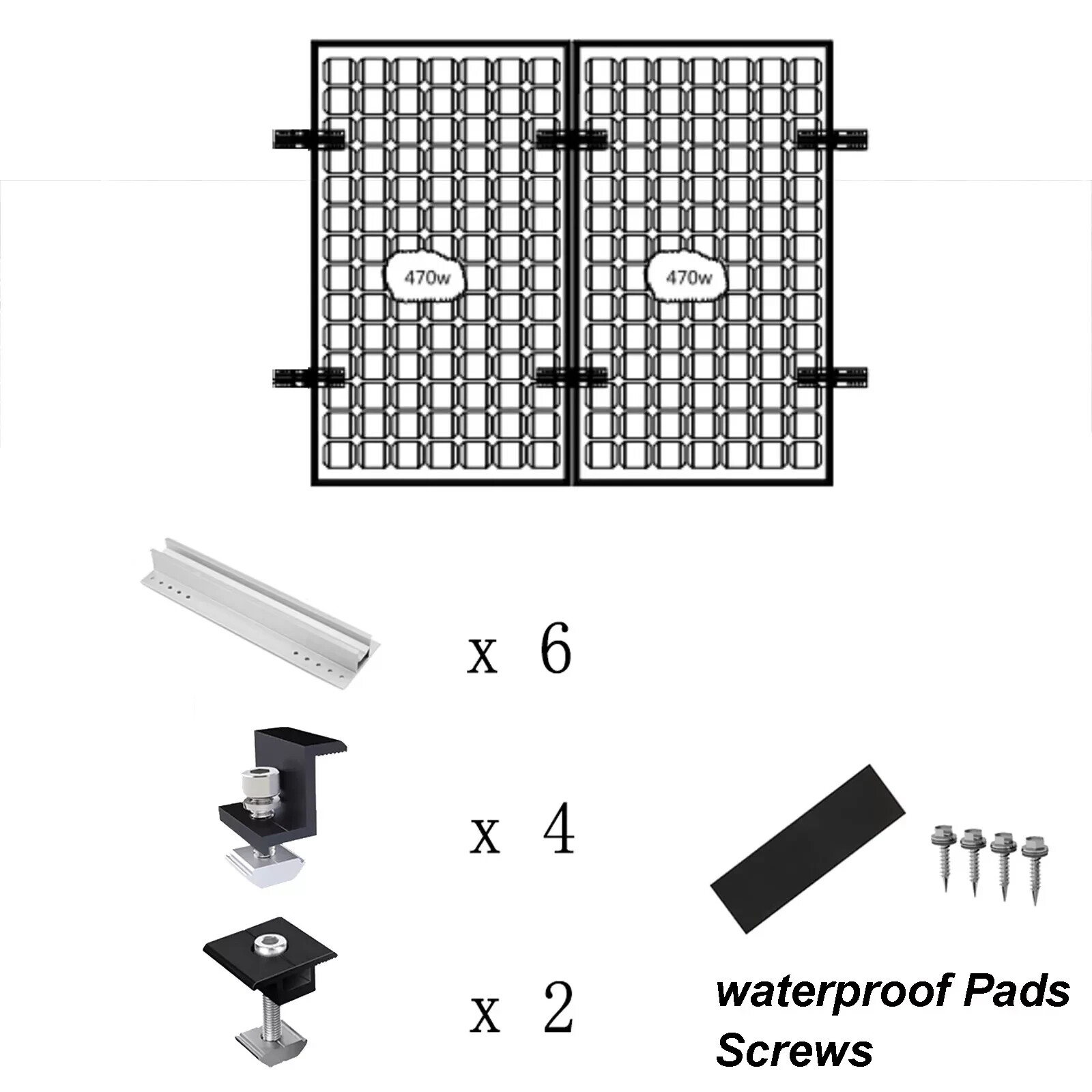 Solar PV Panel Mounting Rail Aluminium Roof Fixing End/Middle Clamp