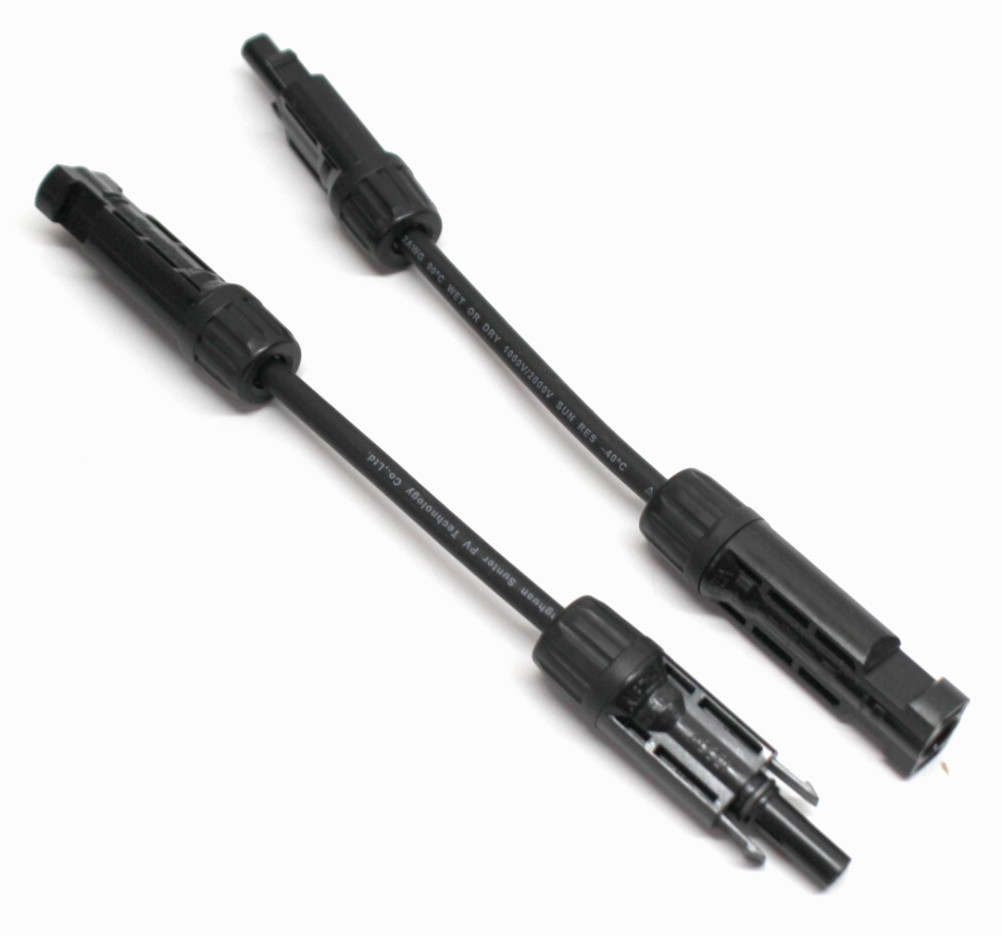 2pc 6″ 12AWG 1500V Solar Cable Adapter Extension 4mm Female 4mm Male