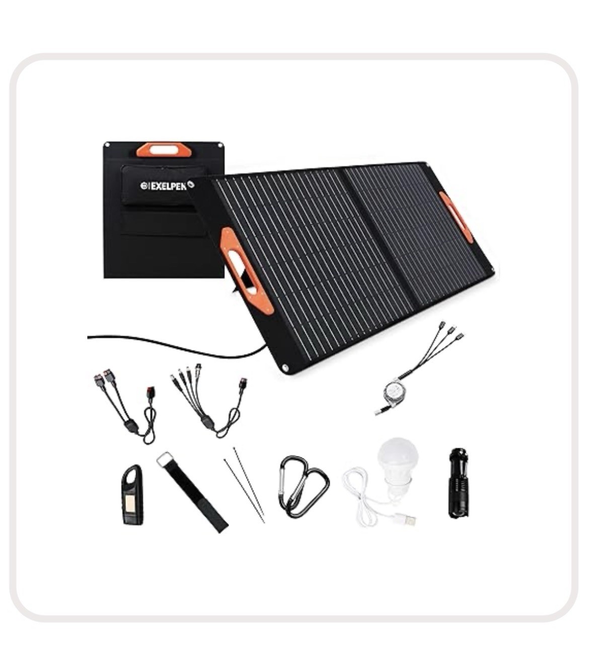 EXELPEN Portable Solar Panel Kit – 60W Foldable Camping, Outdoor IP54 Waterproof