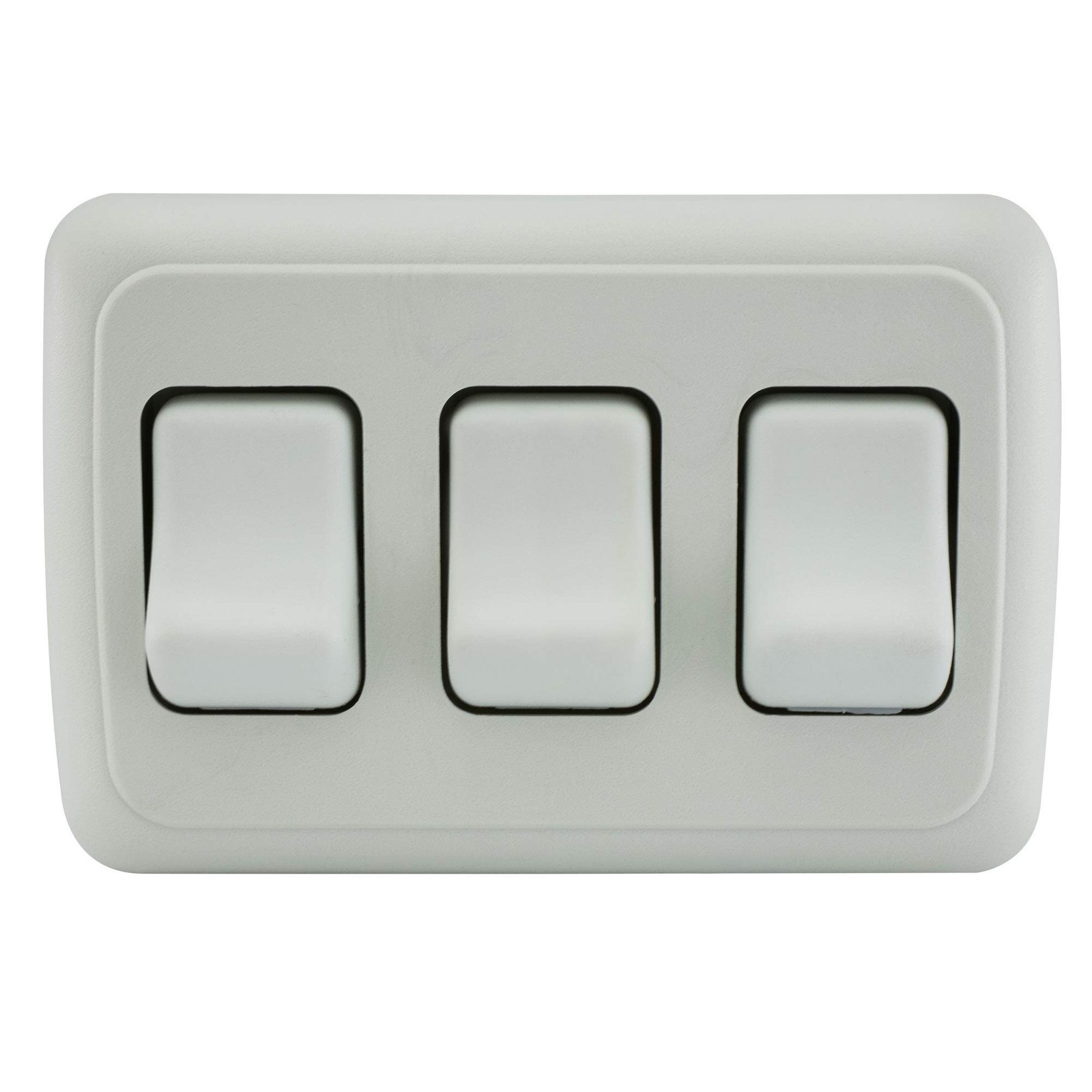 Triple SPST On-Off Switch with Bezel, 12-Volt, for RV, Trailer, Camper (White)