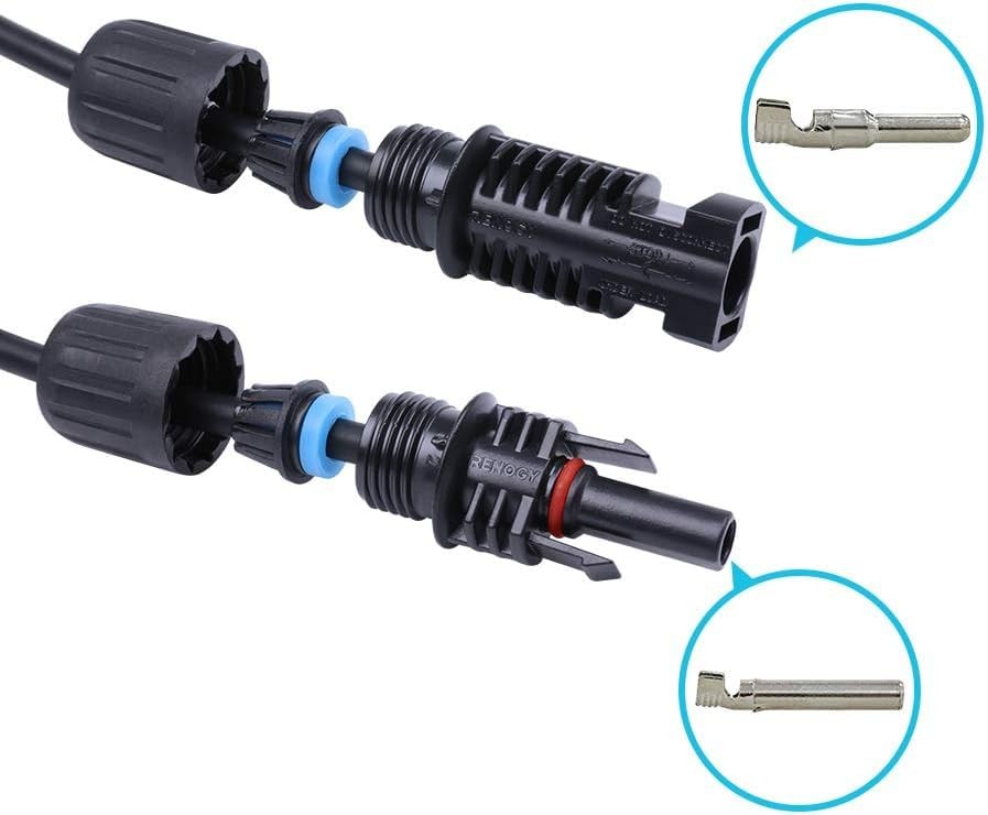 Renogy 20FT 10AWG Solar Panel Pair Extension Cables Male and Female Connectors 1