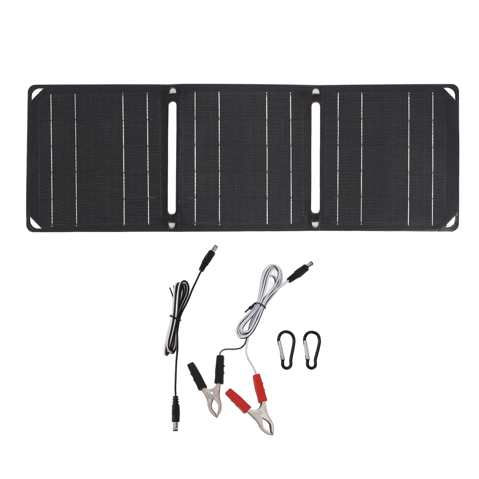 21W Portable Solar Panel Foldable Dual USB Charger Black For Phone Power Station