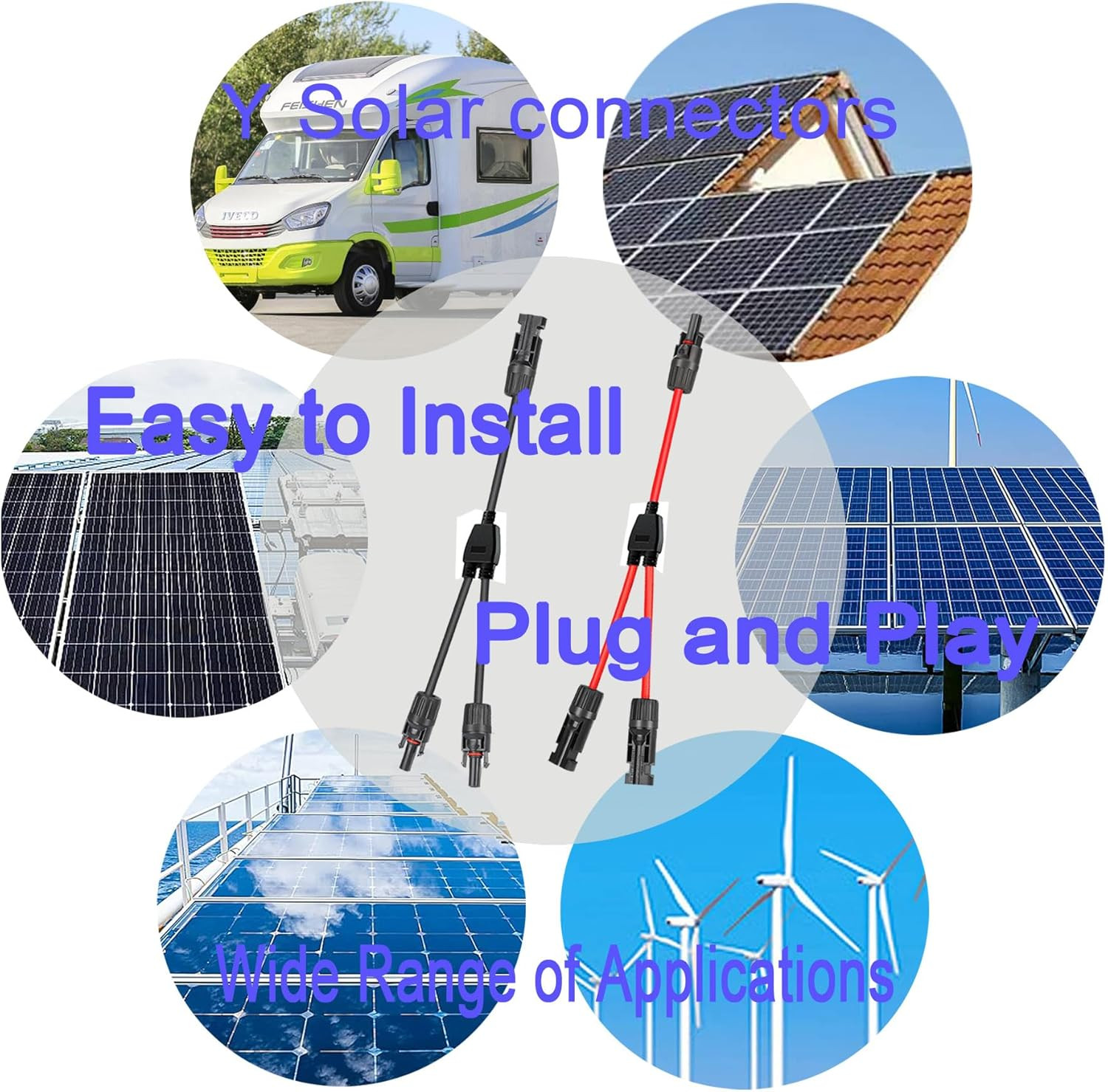 Y Solar Connector 1 to 2 Solar Y Branch Parallel Cable,Solar Male Female Connect