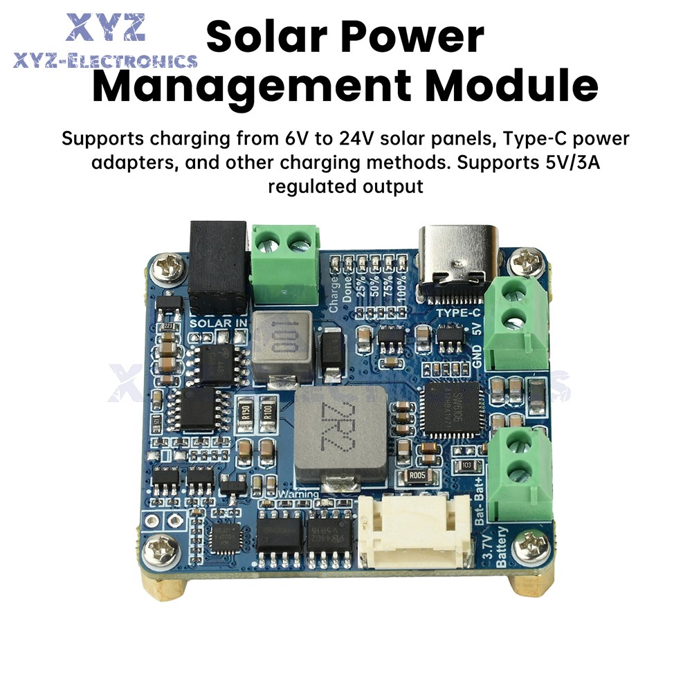 6-24V Solar Panel Power Management Module 5V 3A Supports MPPT, PD QC FCP SFCP