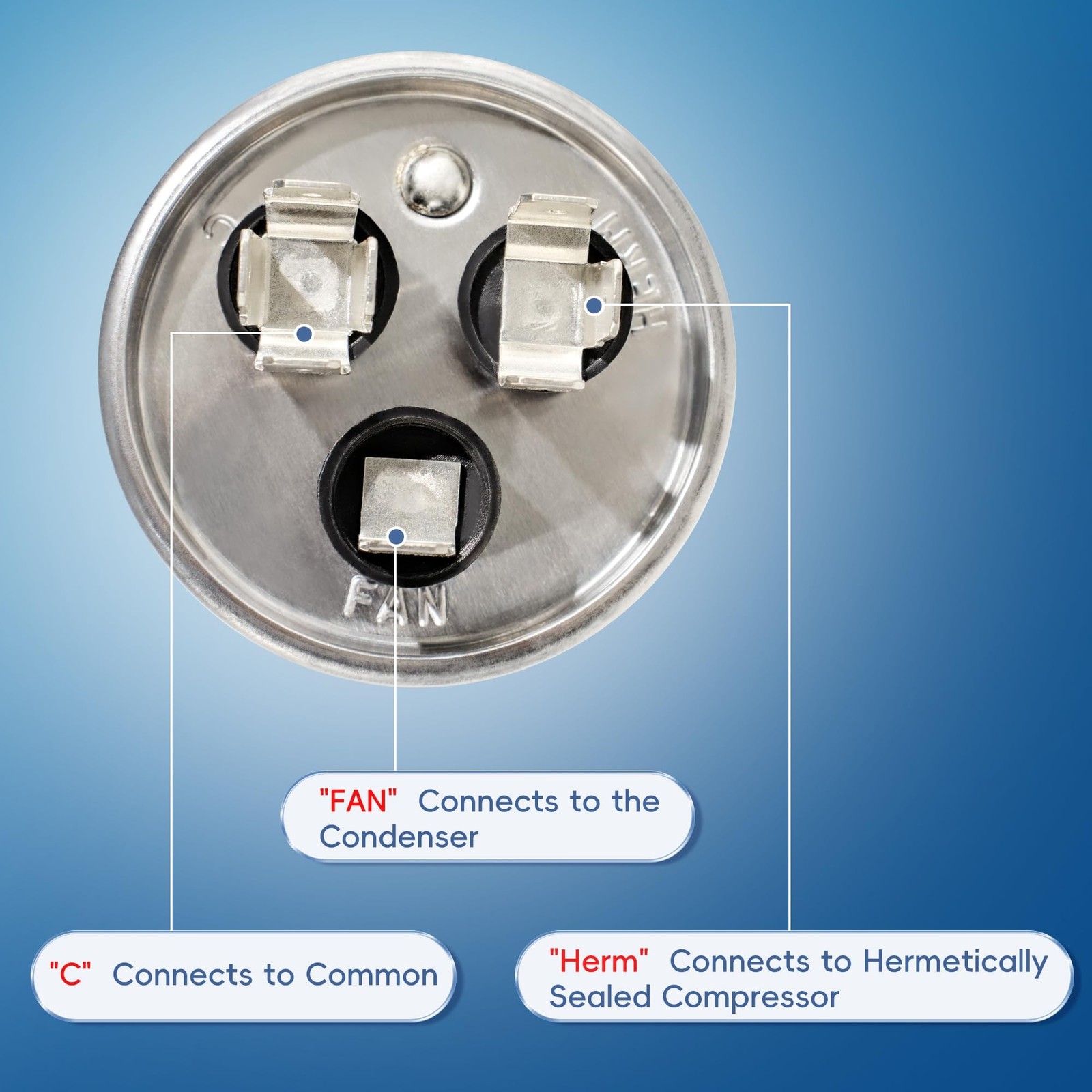 40+5 uF 40/5 MFD ±6% 370V/440VAC CBB65 Dual Run Circular Start Capacitor fo