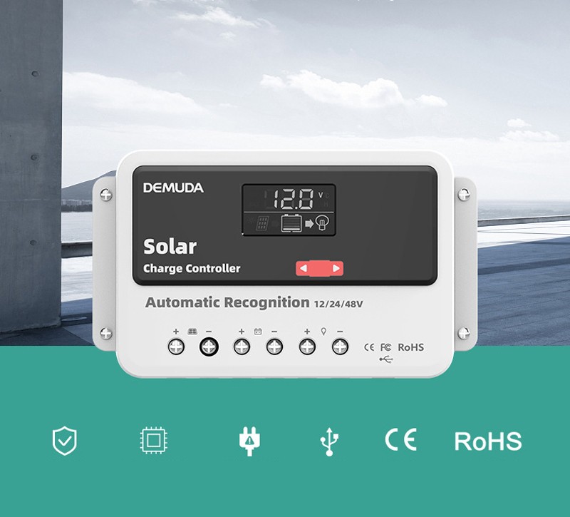 30A 40A 50A 60A Solar Panel Charge Controller 12/24/48V LCD Regulator Charger