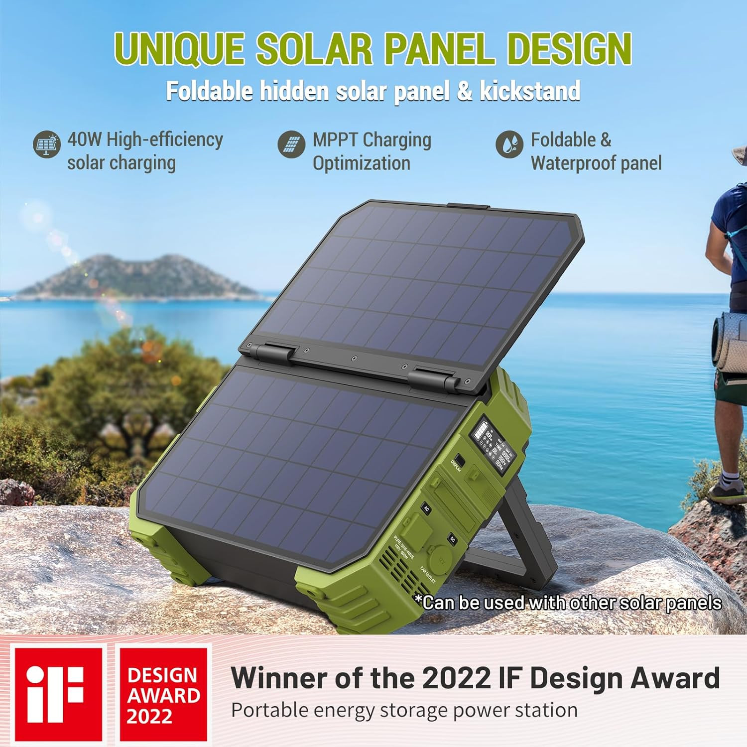 1000W Solar Generator with Built‑In Panel, 614Wh LiFePO4 Power Station