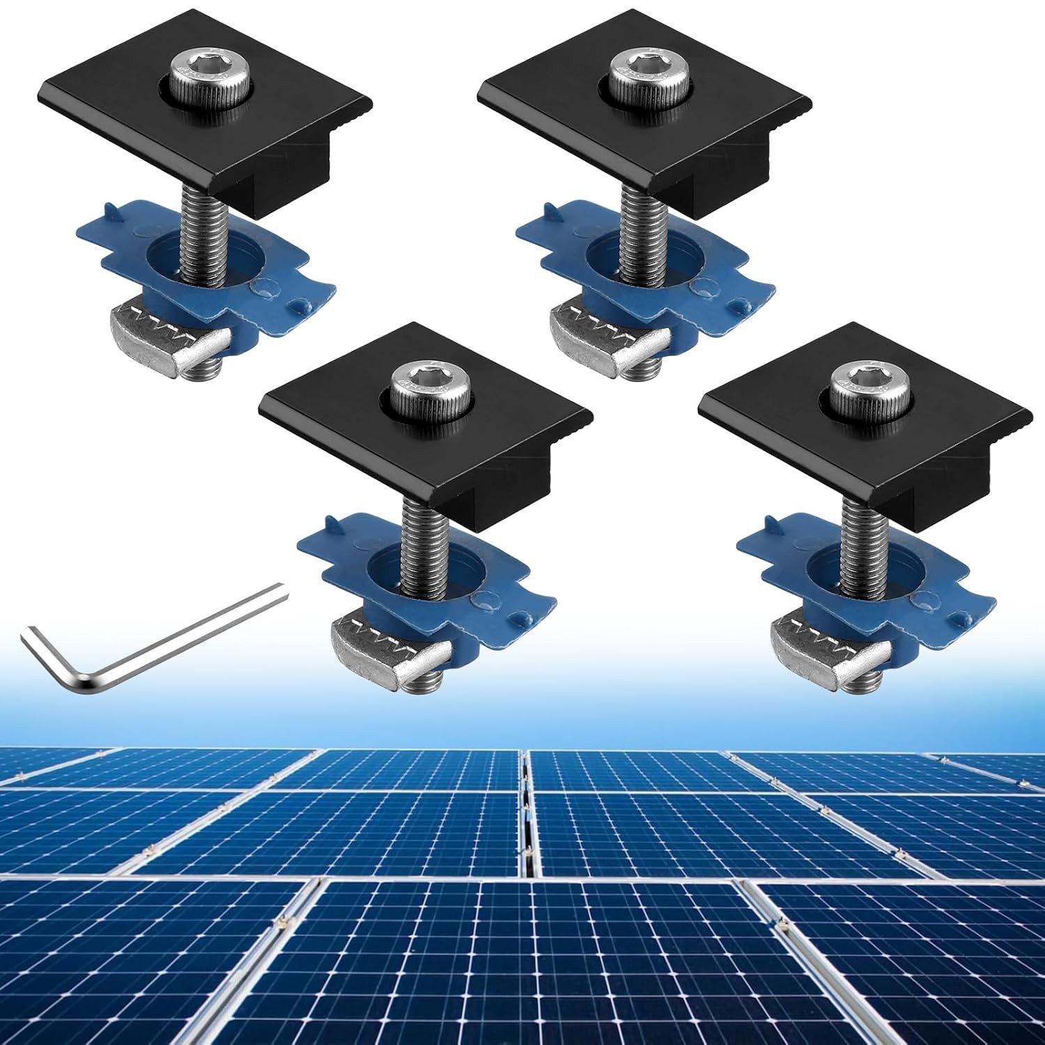 4pcs Solar Panel Mid Clamps Aluminum Mounting for Standard Unistrut