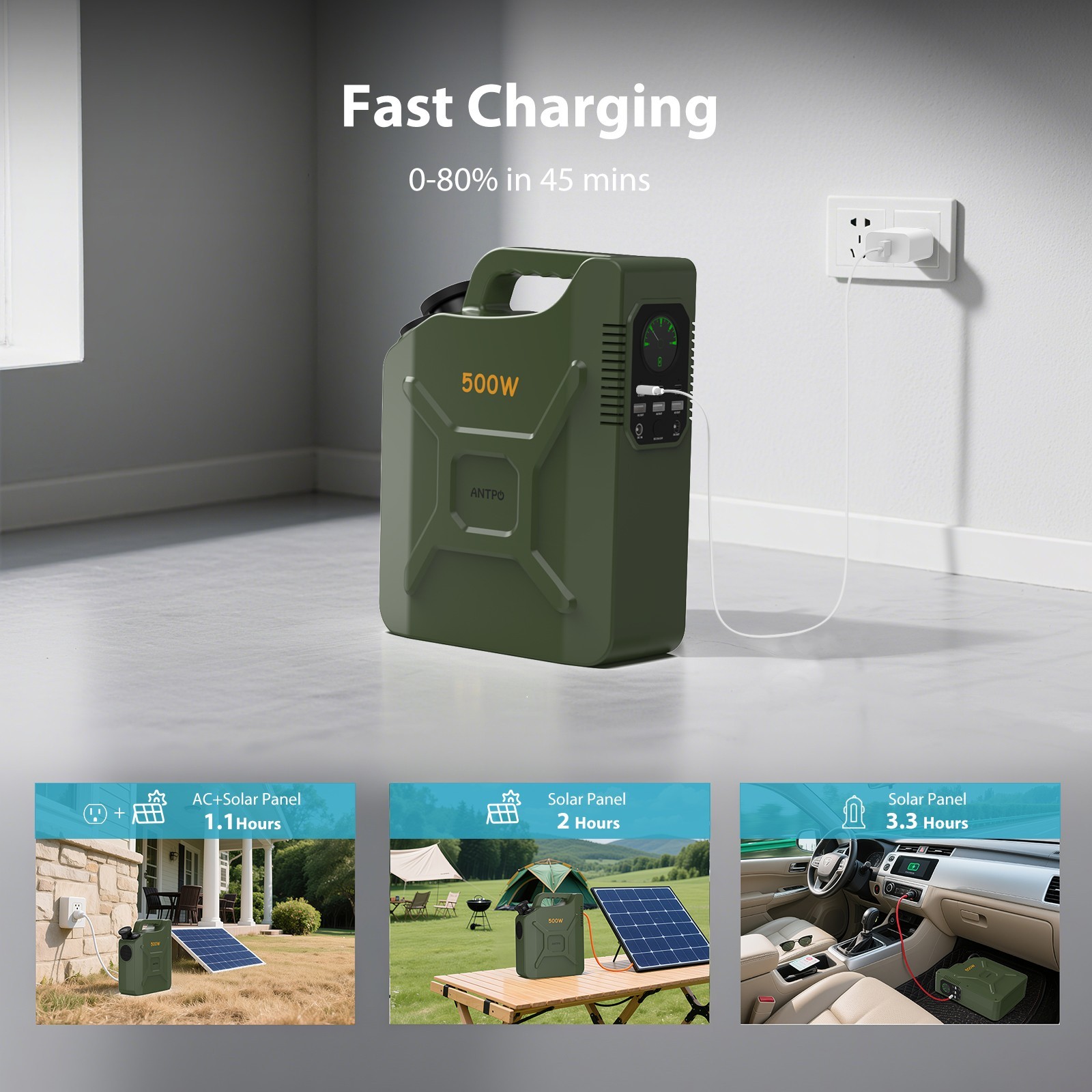 ANTPO 500W Portable Power Station Backup Power Supply Bank for Camping Blackout
