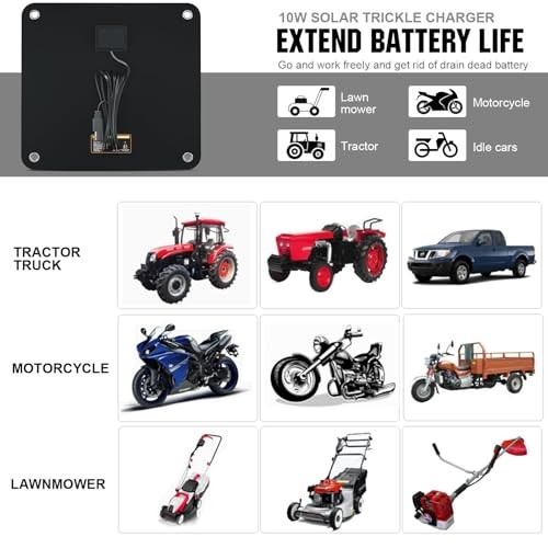 Solar Car Battery Charger Maintainer 12V Waterproof Portable Solar Trickle 10W