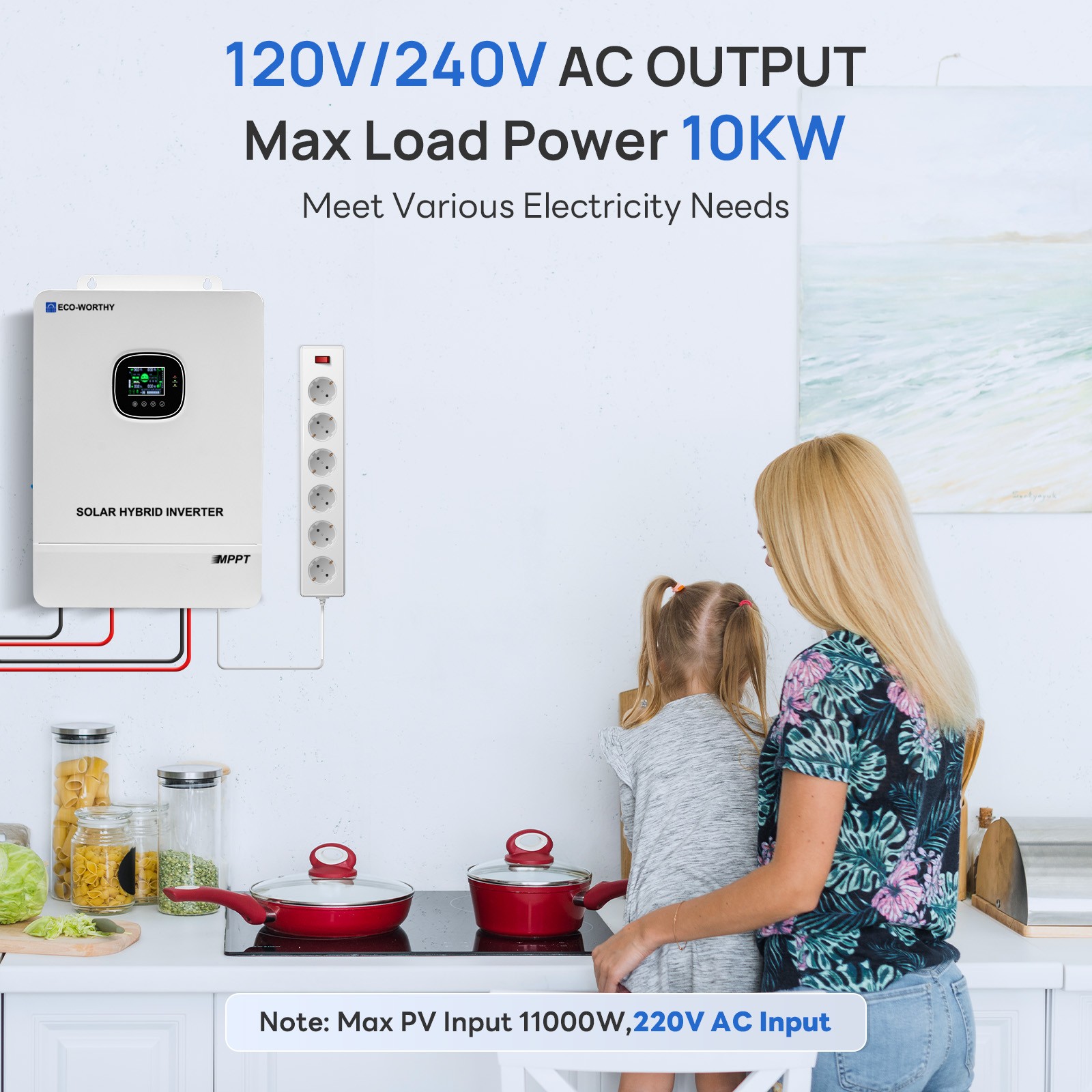 6560W Solar Panel Kit 12KW 48Vdc-120V/240Vac Output+ MPPT &Lithium Battery