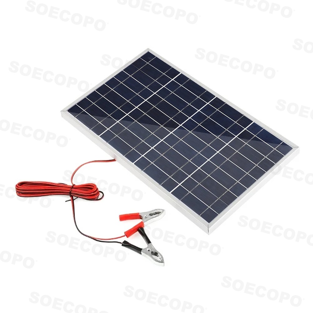 100W Portable Solar Panel with Battery Clips with 30A/60A/100A Controller to Dir