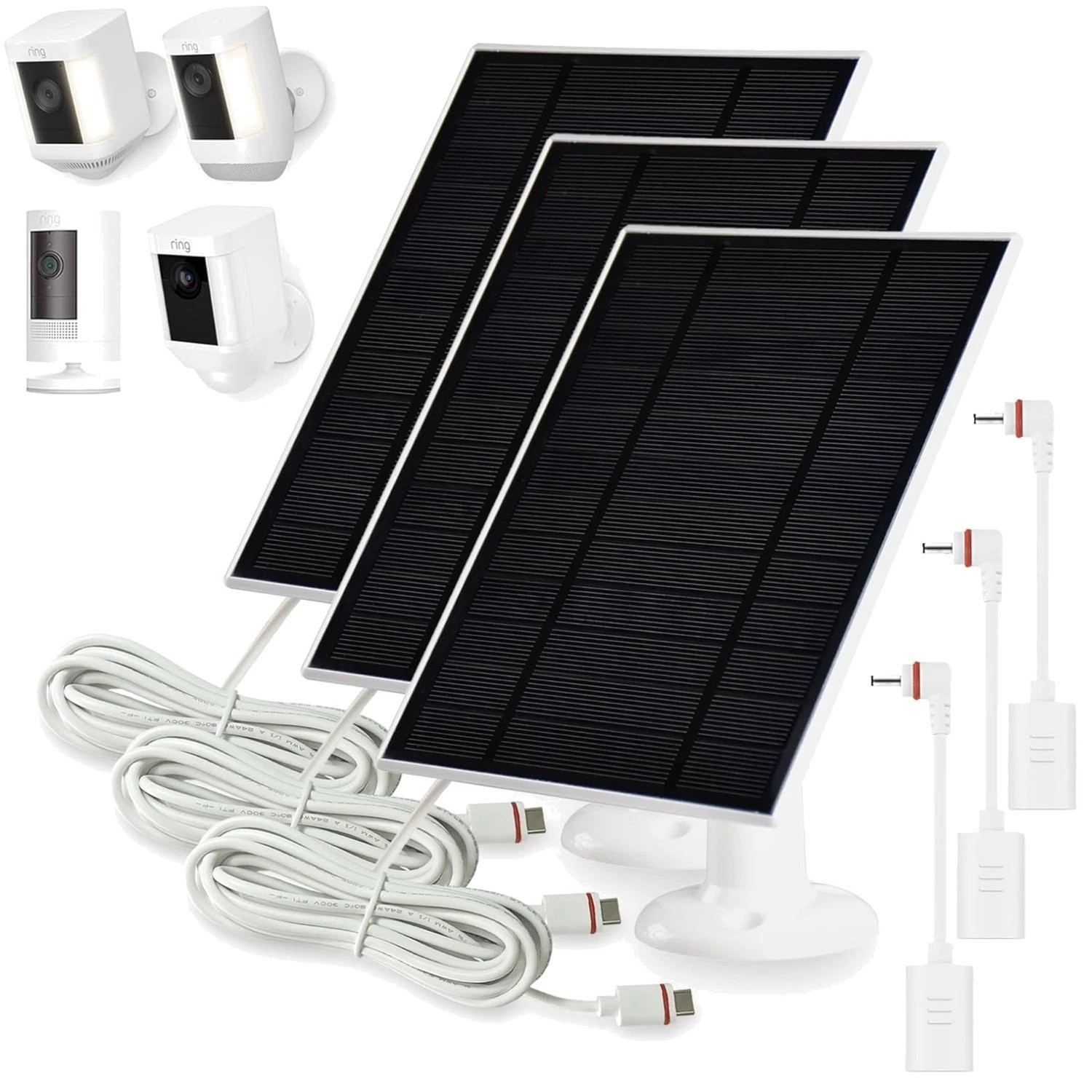 High Efficiency Solar Panel for Ring Cameras – 3 Pack