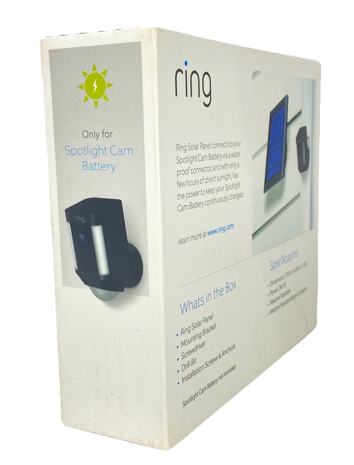 Solar Panel for Ring Spotlight Cam Battery and Stick Up Cam Battery – (BLACK)